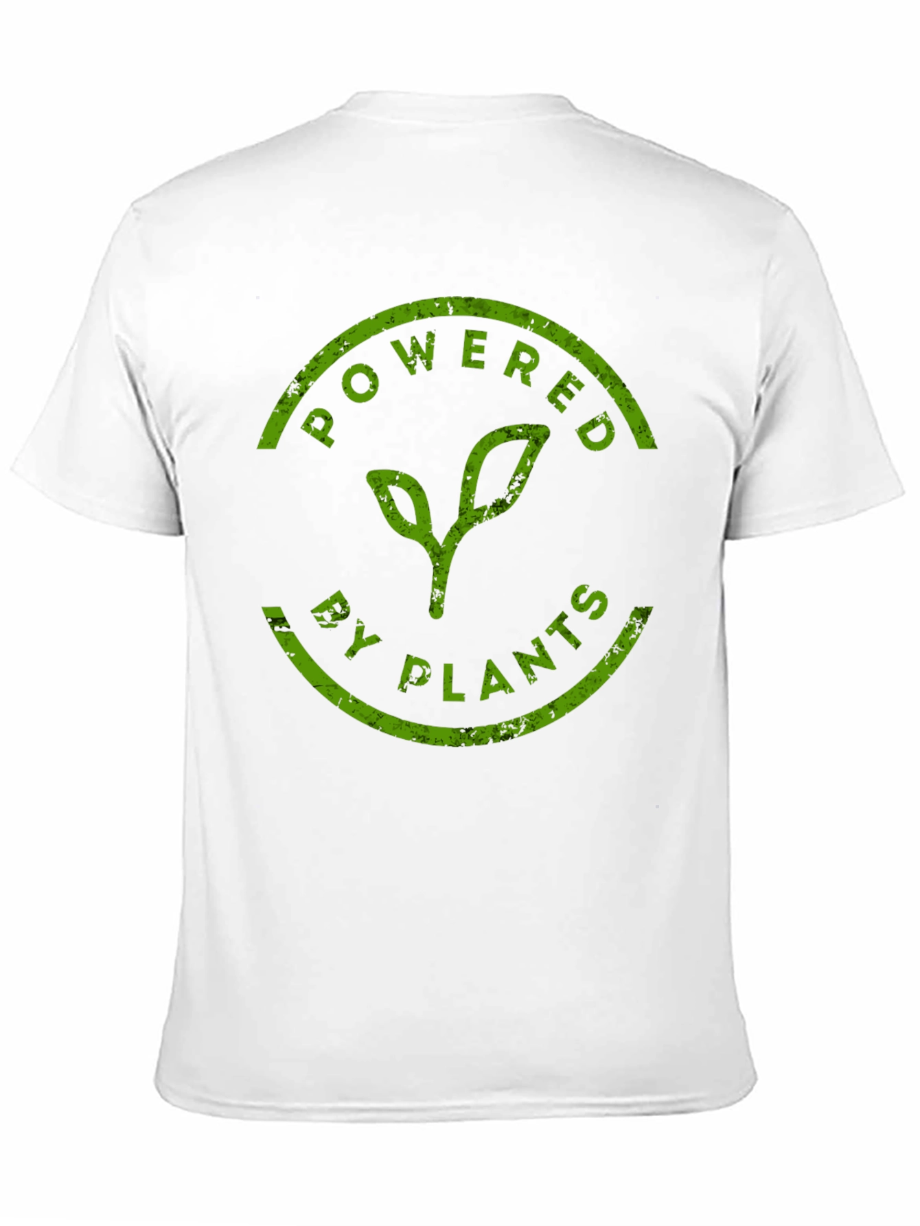 Powered By Plants T-Shirt - Green Print Black Tee