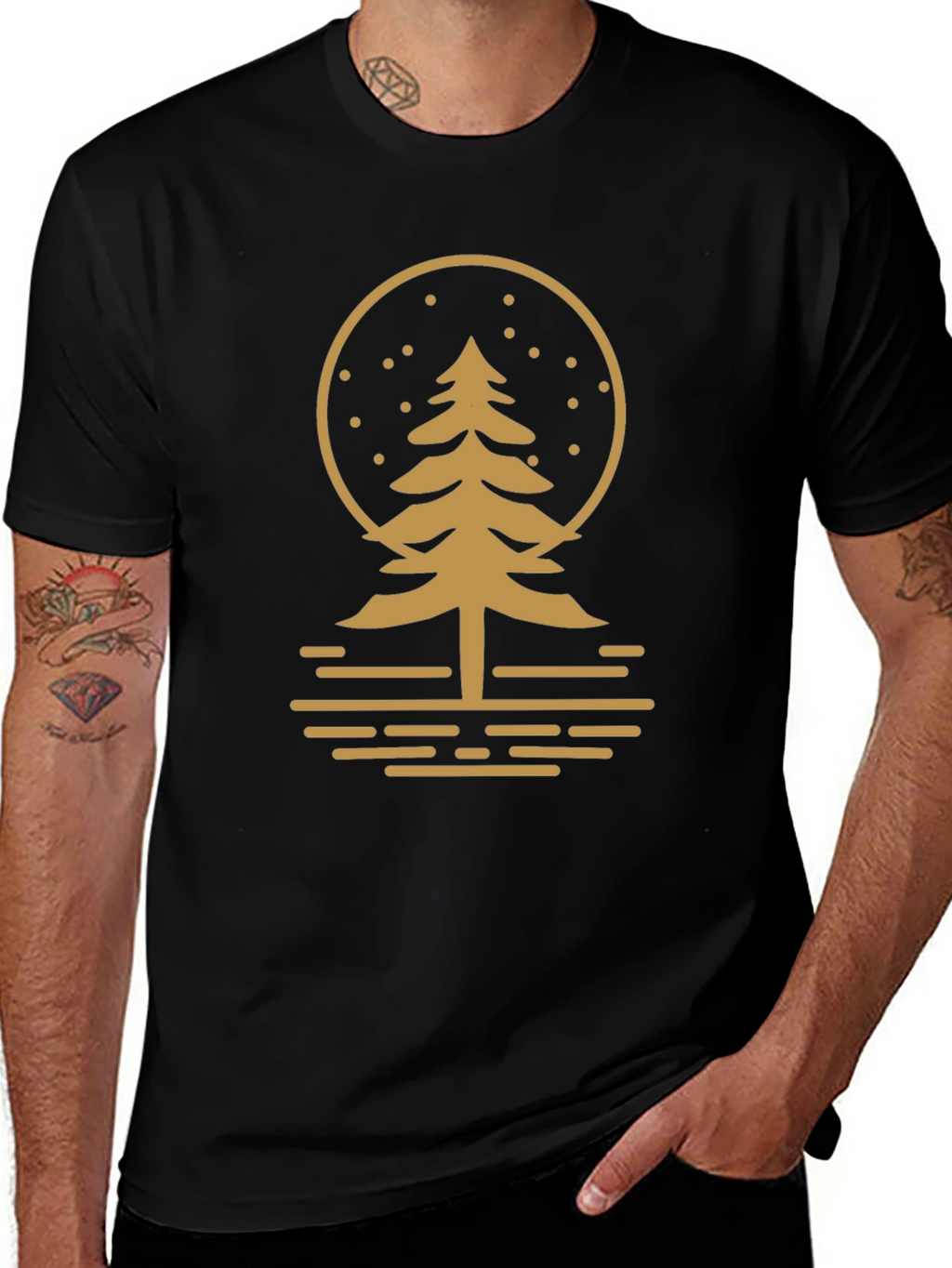 Nature Inspired Graphic Tee - Black