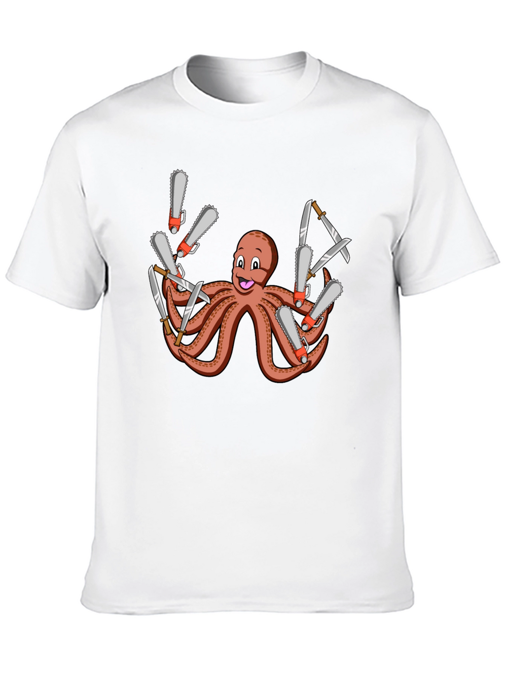 Octopus Chainsaw & Knife T-Shirt - Mens Black Tee