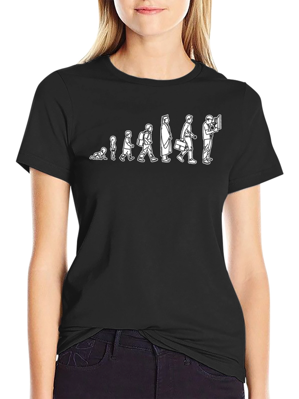 Evolution of Man Graphic Tee - Black Cotton T-Shirt