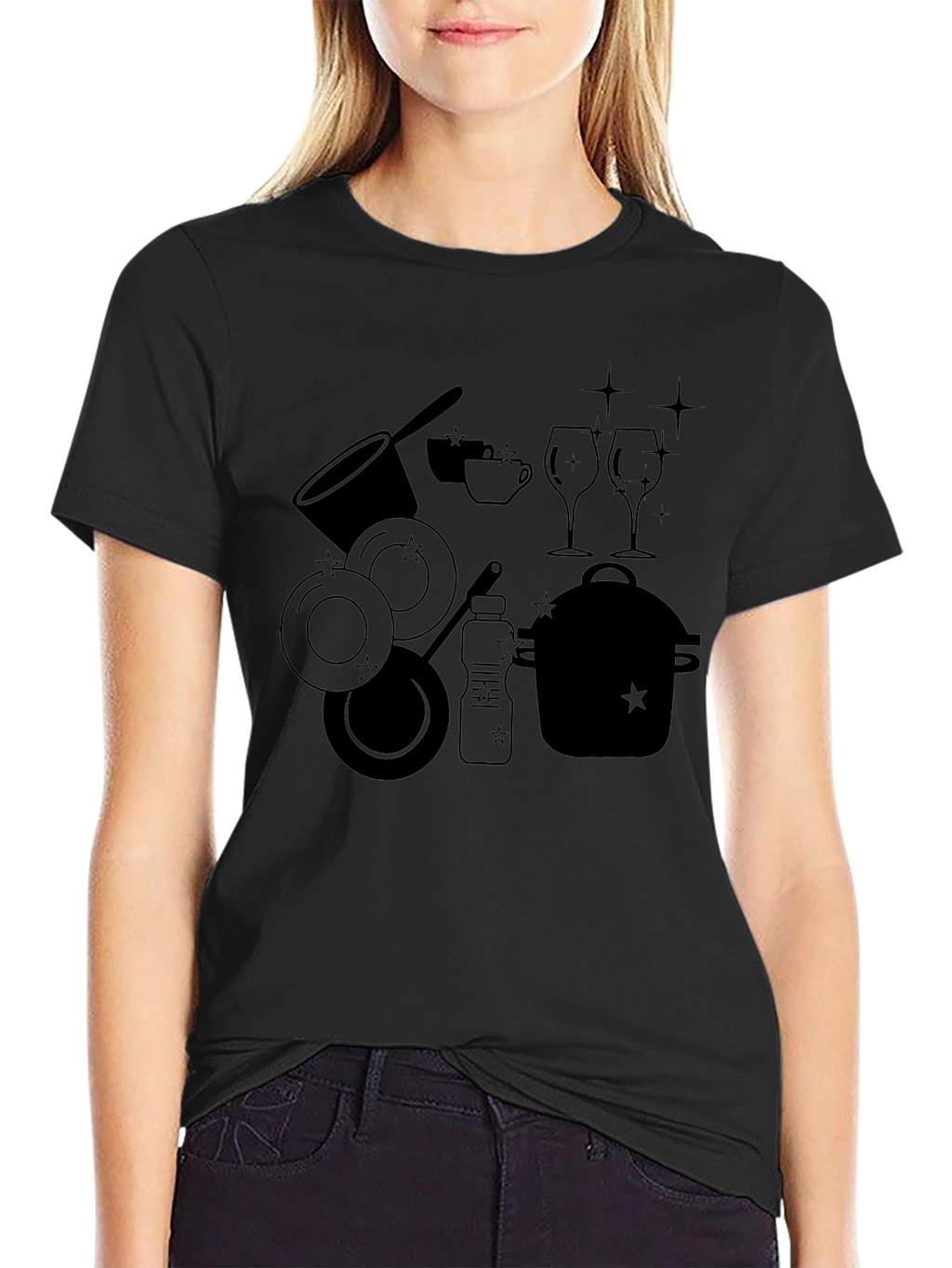 Dishware Silhouette Black T-Shirt