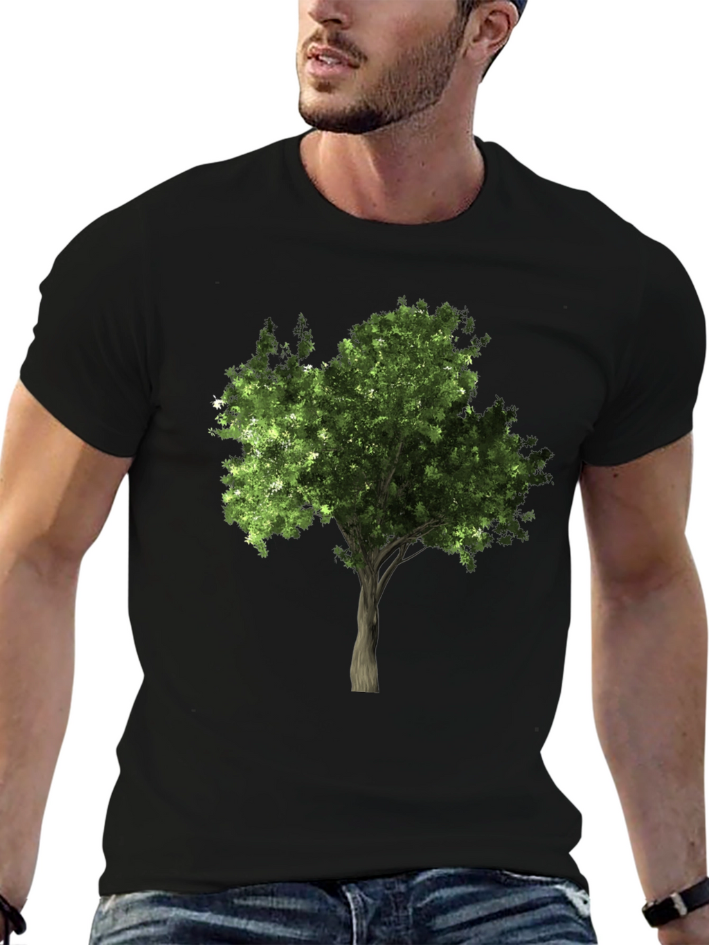 Nature Tree Graphic Tee - Black Cotton Comfort