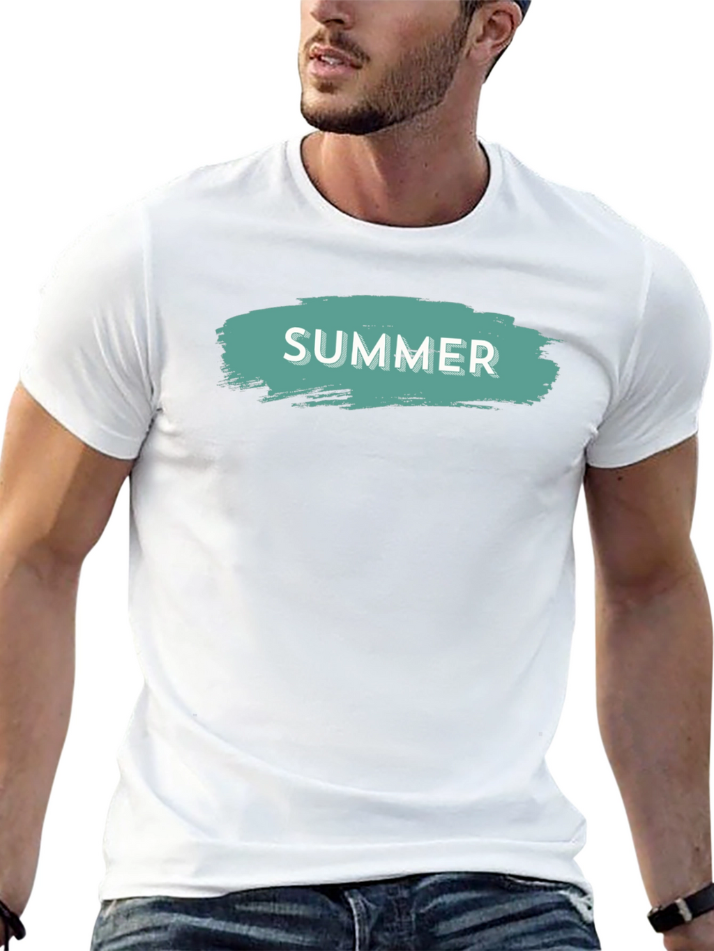 Summer Brushstroke Graphic Tee - Casual Black T-Shirt