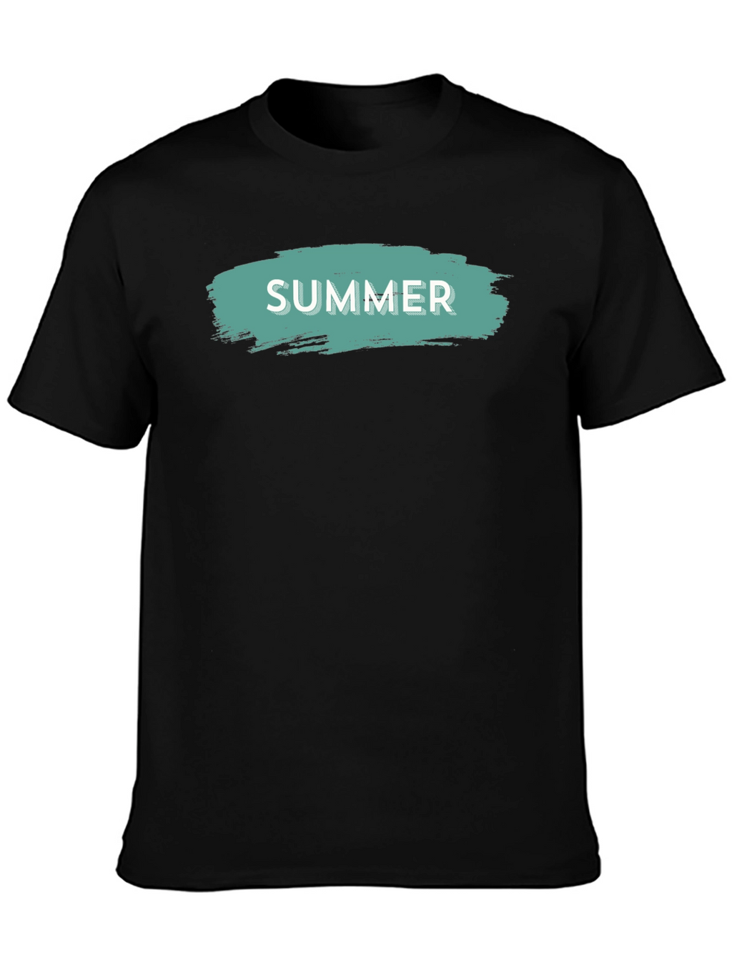 Summer Brushstroke Graphic Tee - Casual Black T-Shirt
