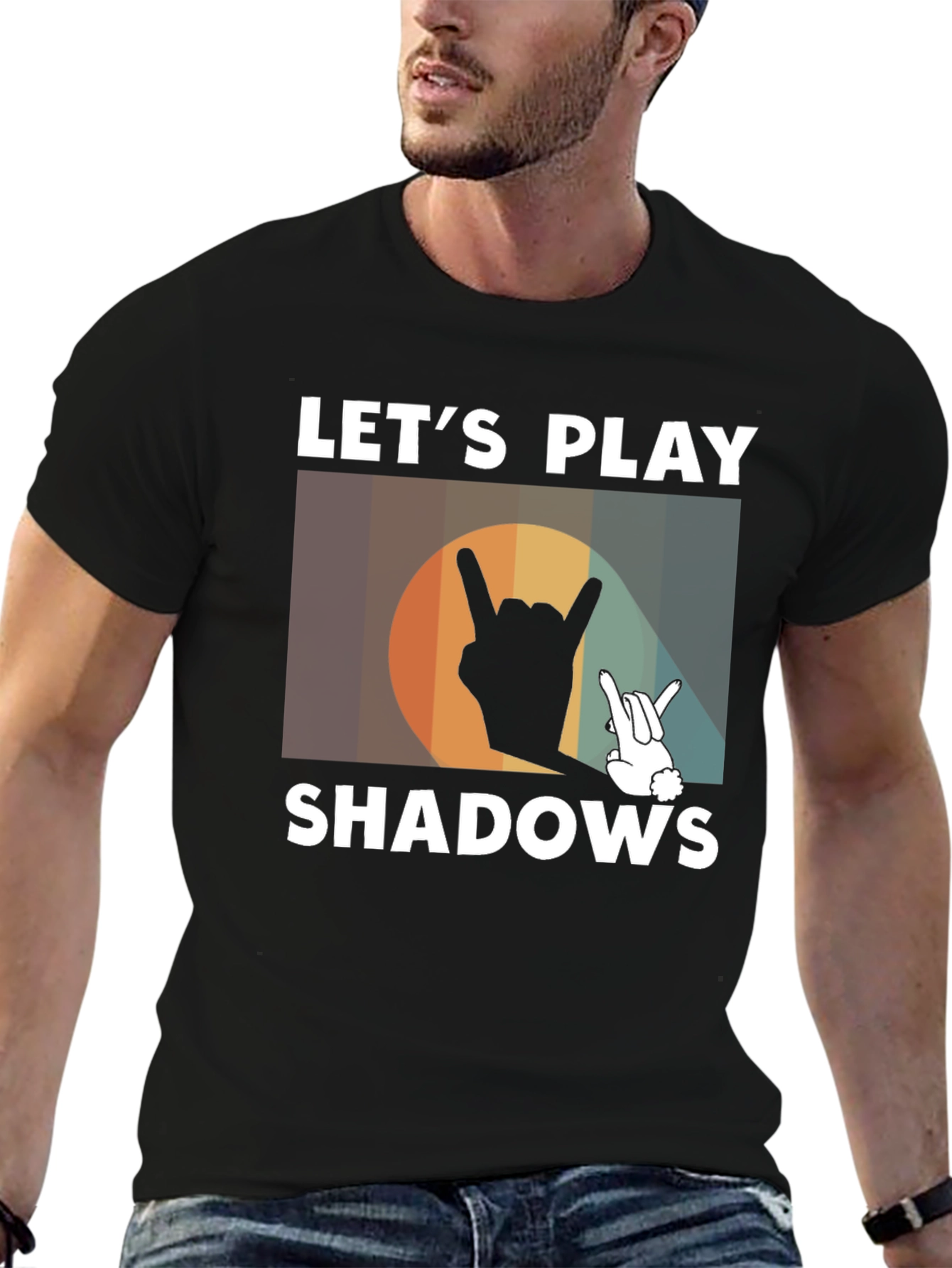 Lets Play Shadows Graphic Tee - Rock On Hand Signs