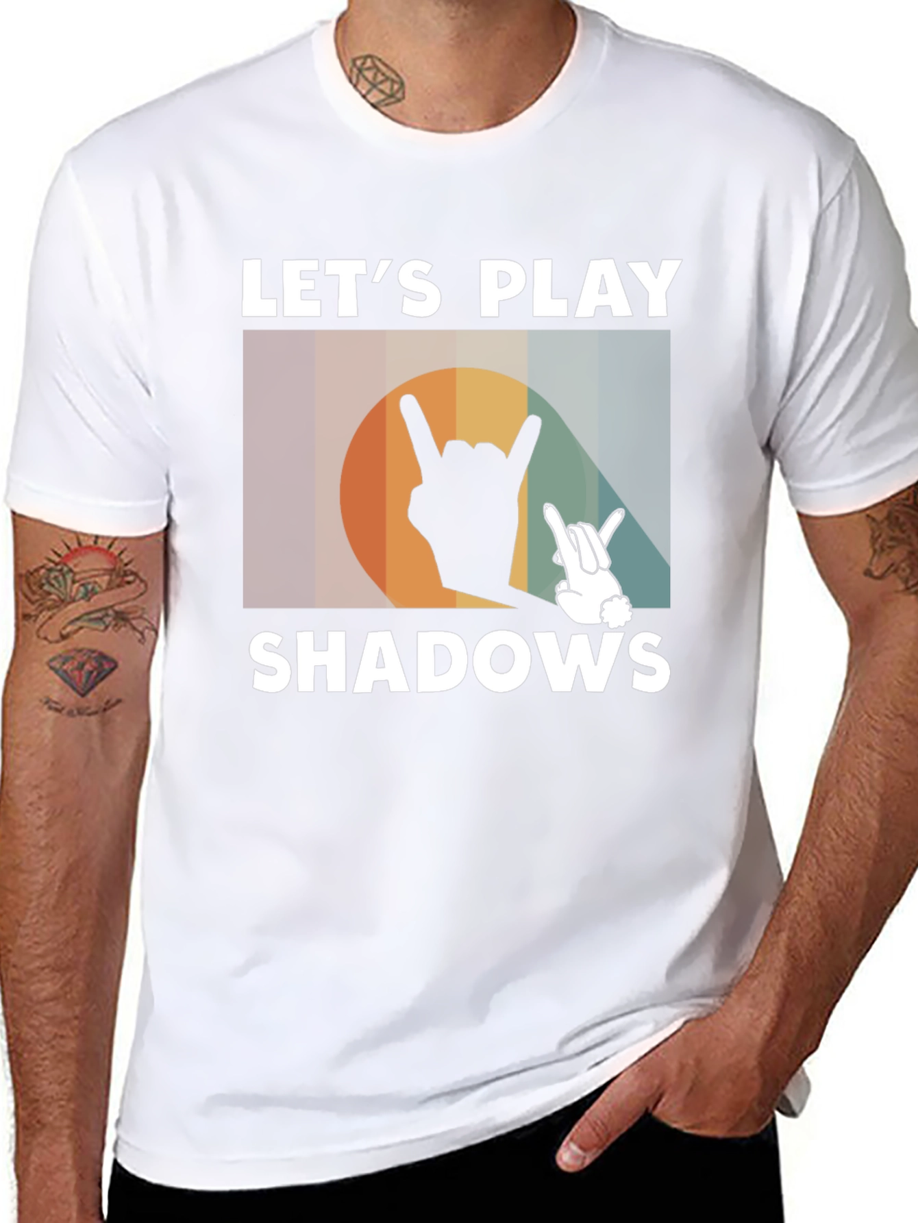 Lets Play Shadows Graphic Tee - Rock On Hand Signs
