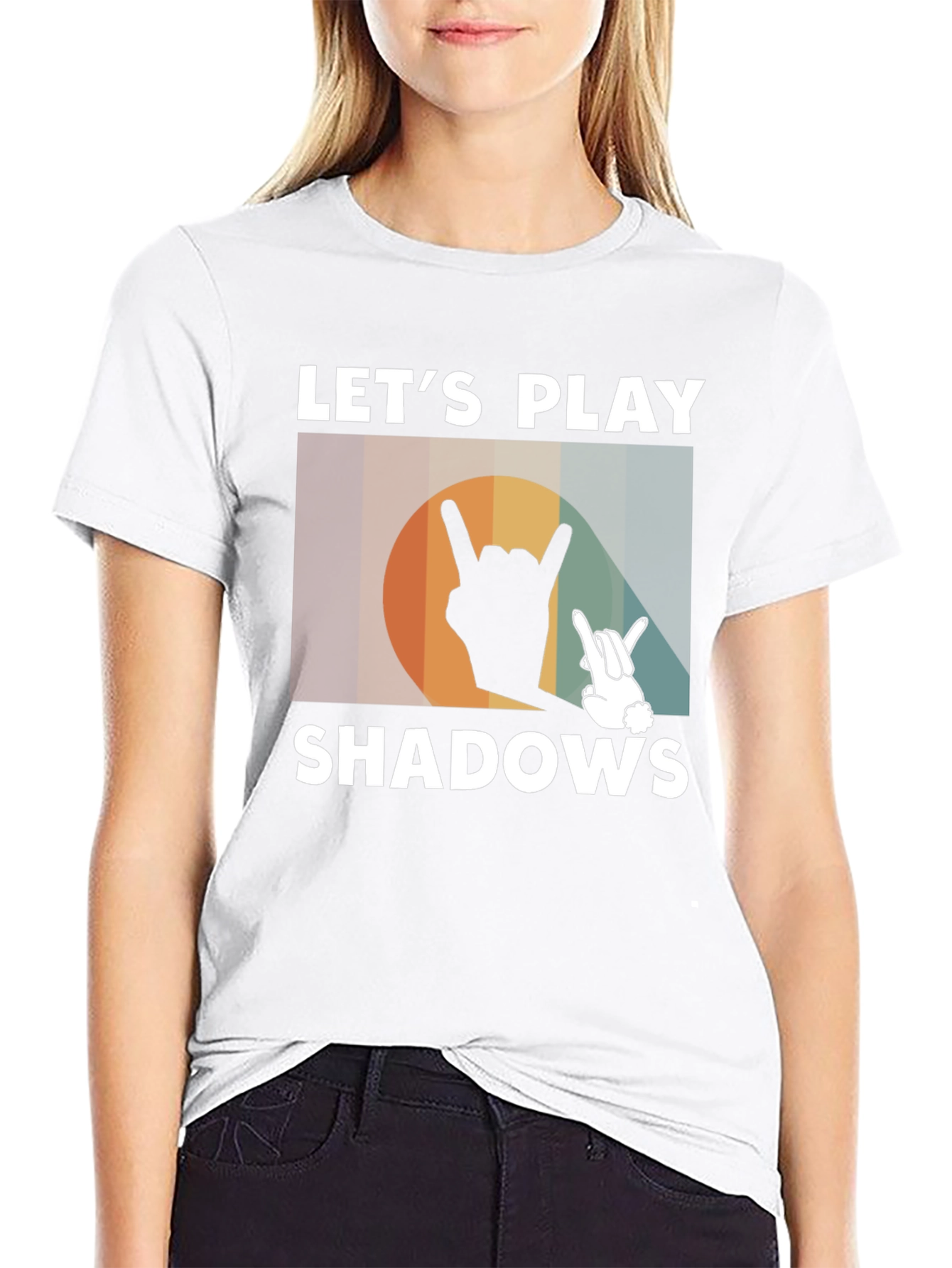 Lets Play Shadows Graphic Tee - Rock On Hand Signs