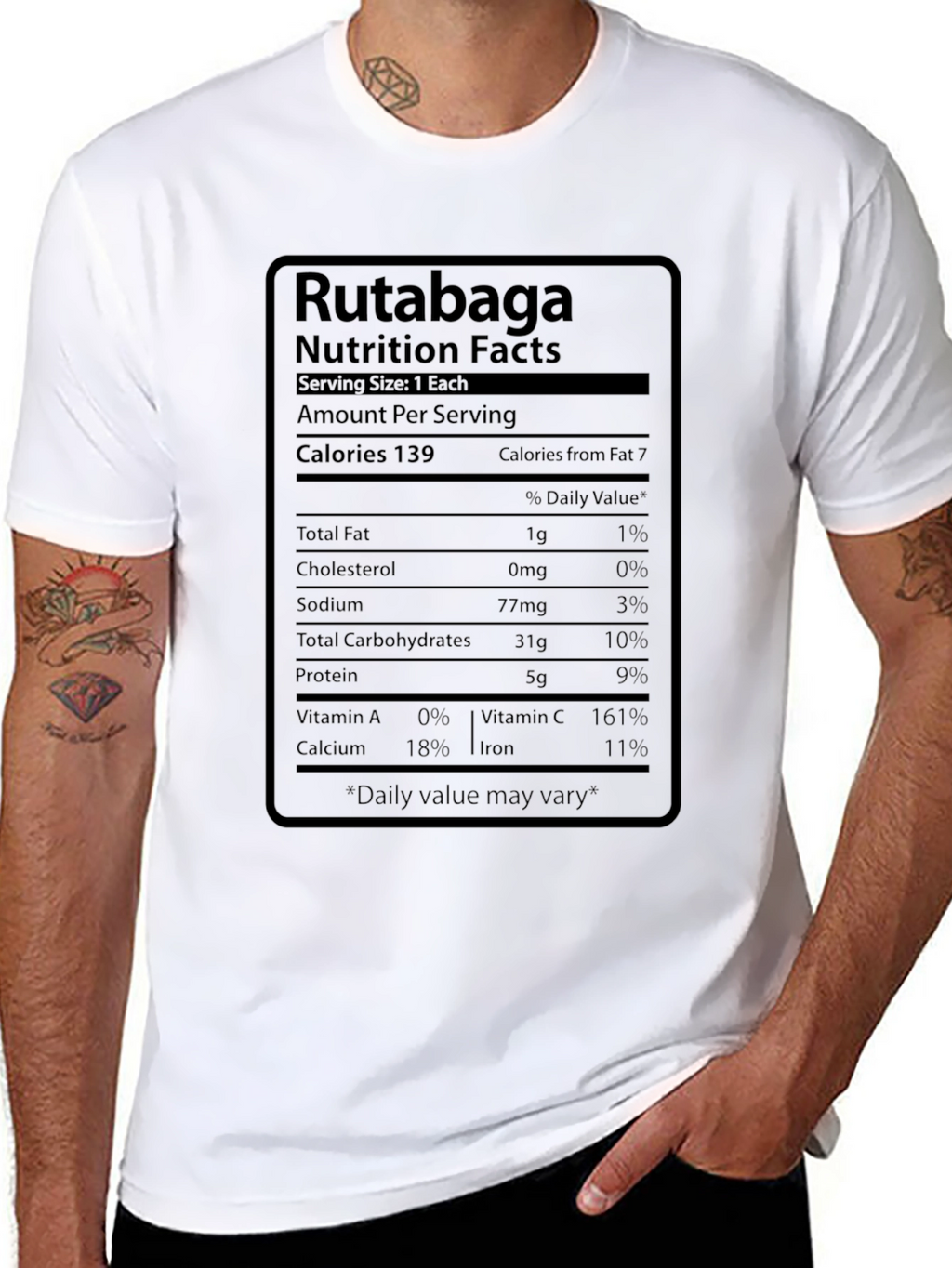 Rutabaga Nutrition Facts Black T-Shirt