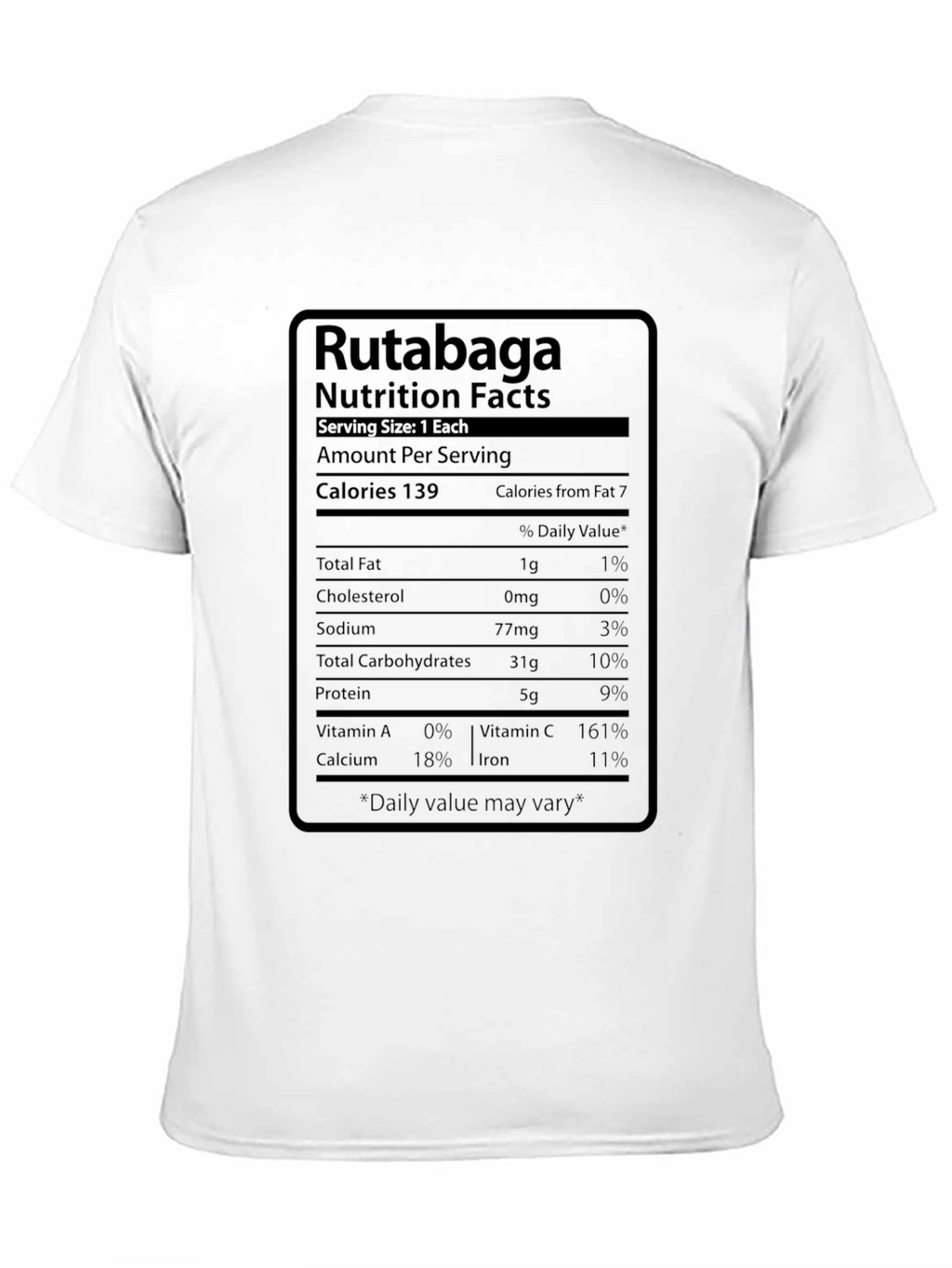 Rutabaga Nutrition Facts Black T-Shirt