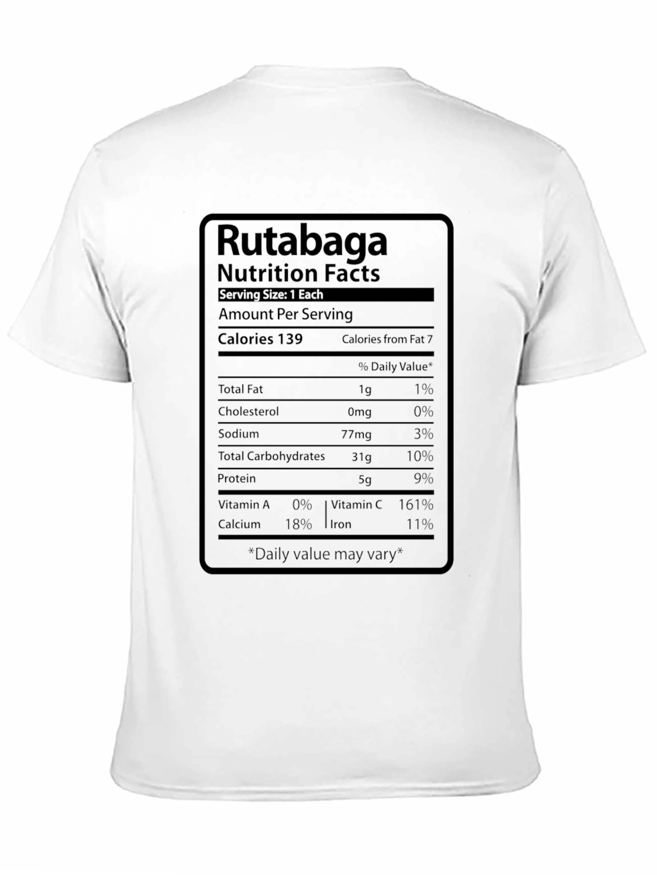 Rutabaga Nutrition Facts Black T-Shirt
