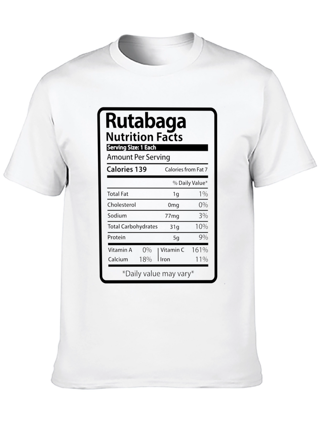 Rutabaga Nutrition Facts Black T-Shirt