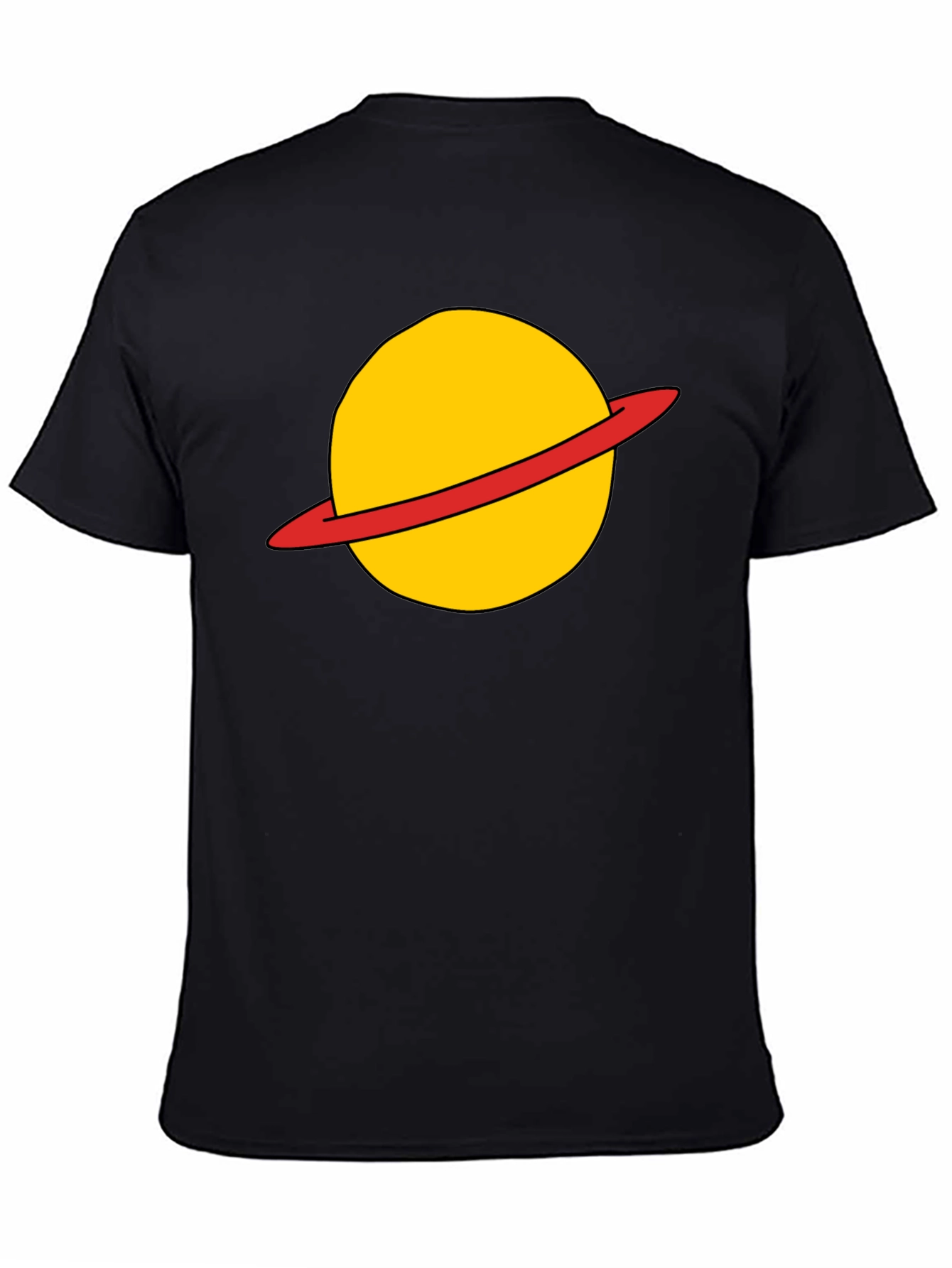 Saturn Planet Graphic Tee - Casual Black T-Shirt