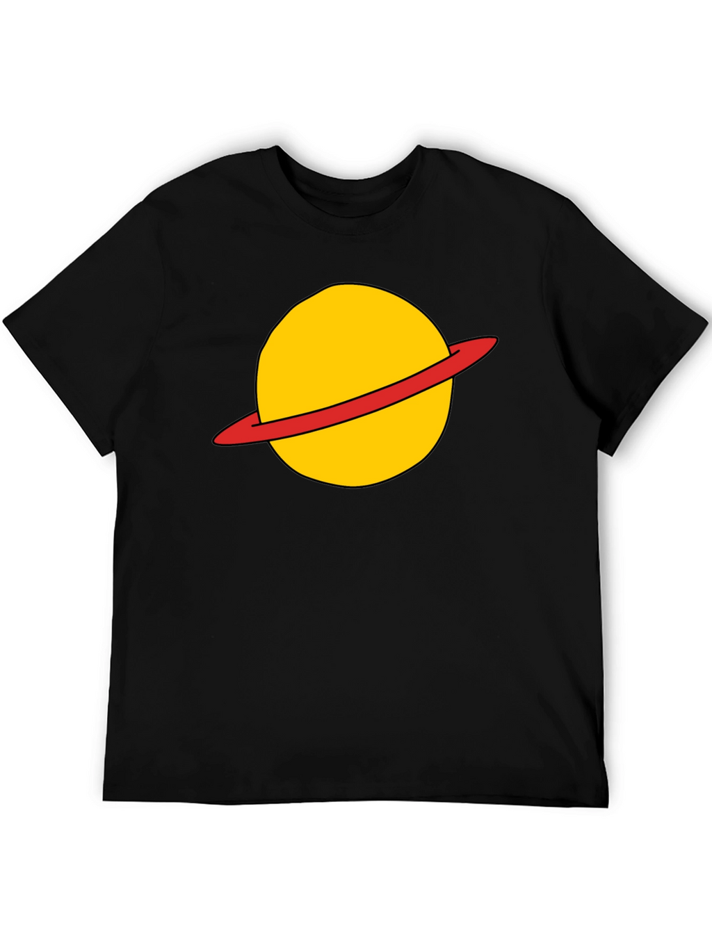 Saturn Planet Graphic Tee - Casual Black T-Shirt
