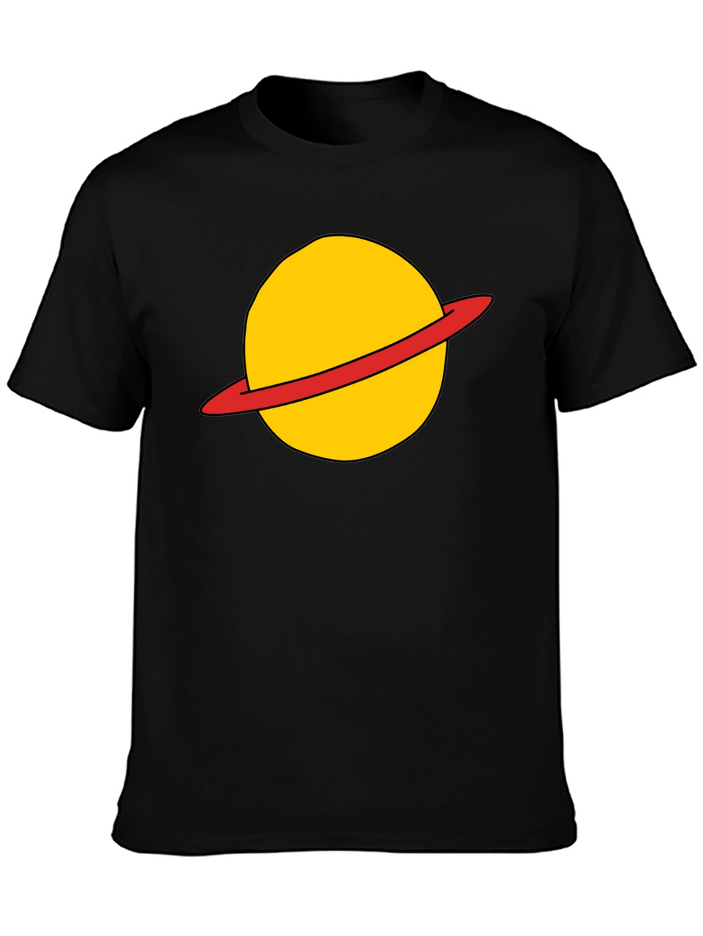 Saturn Planet Graphic Tee - Casual Black T-Shirt