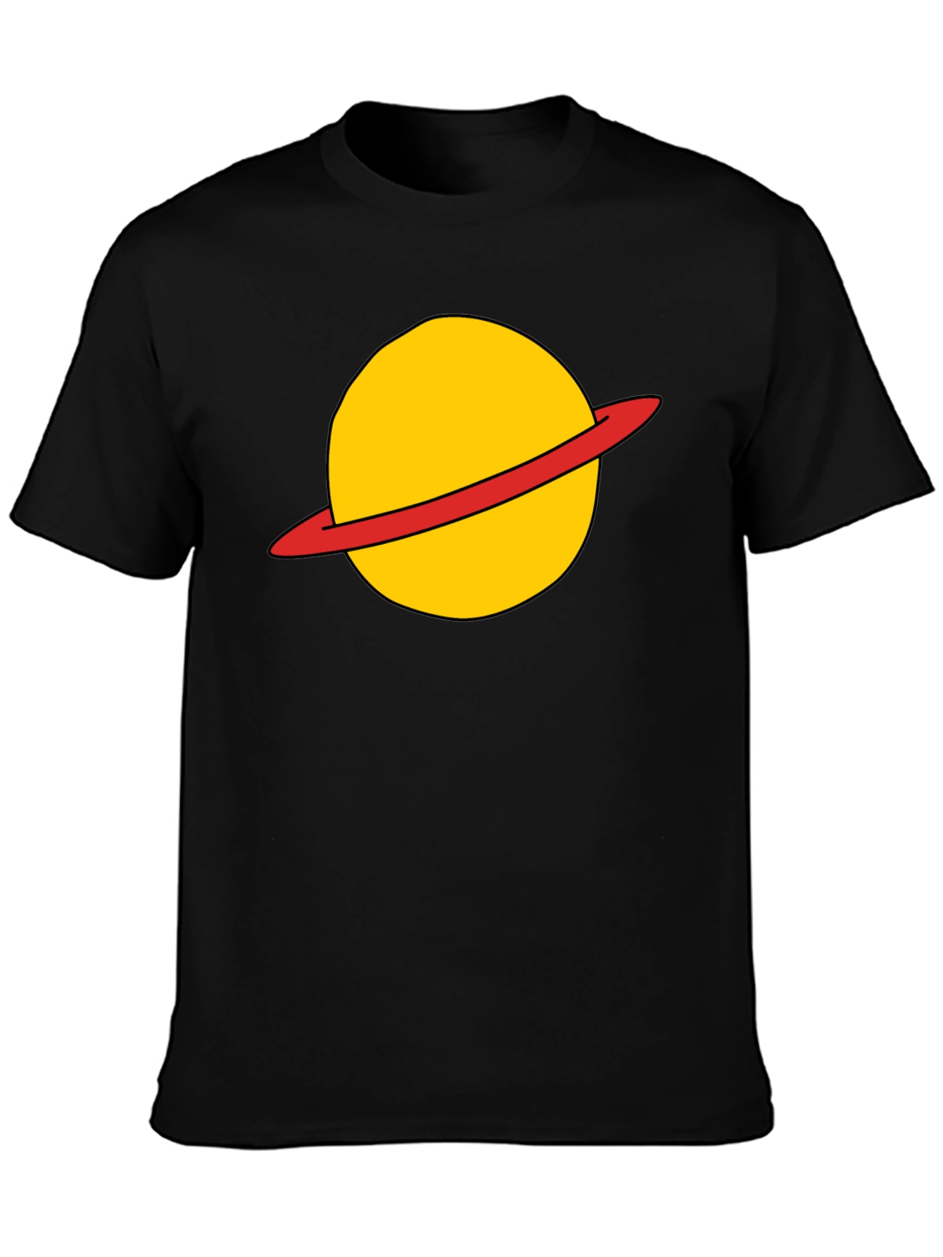 Saturn Planet Graphic Tee - Casual Black T-Shirt