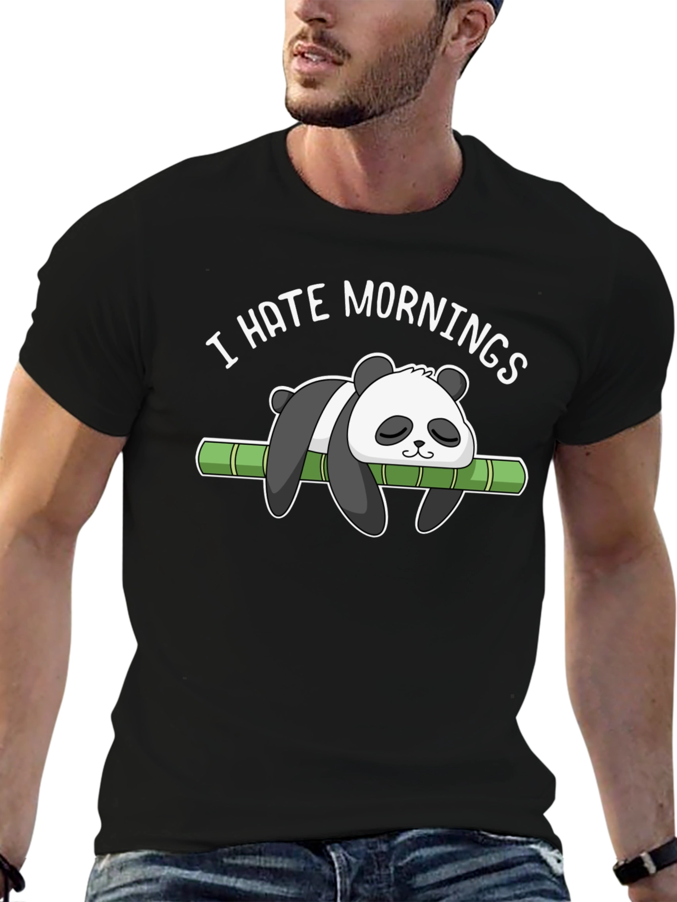 I Hate Mornings Panda T-Shirt - Funny Graphic Tee