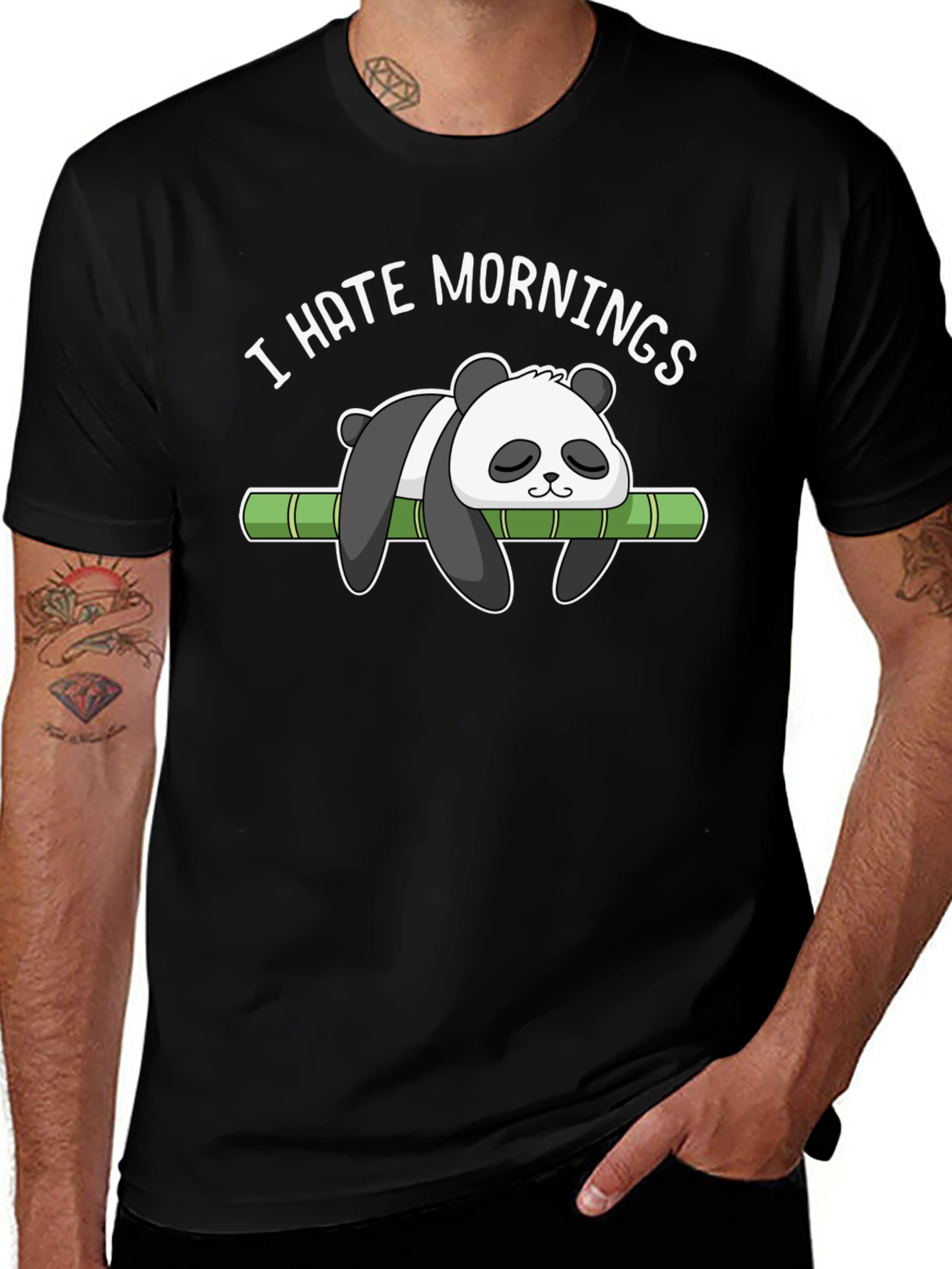 I Hate Mornings Panda T-Shirt - Funny Graphic Tee