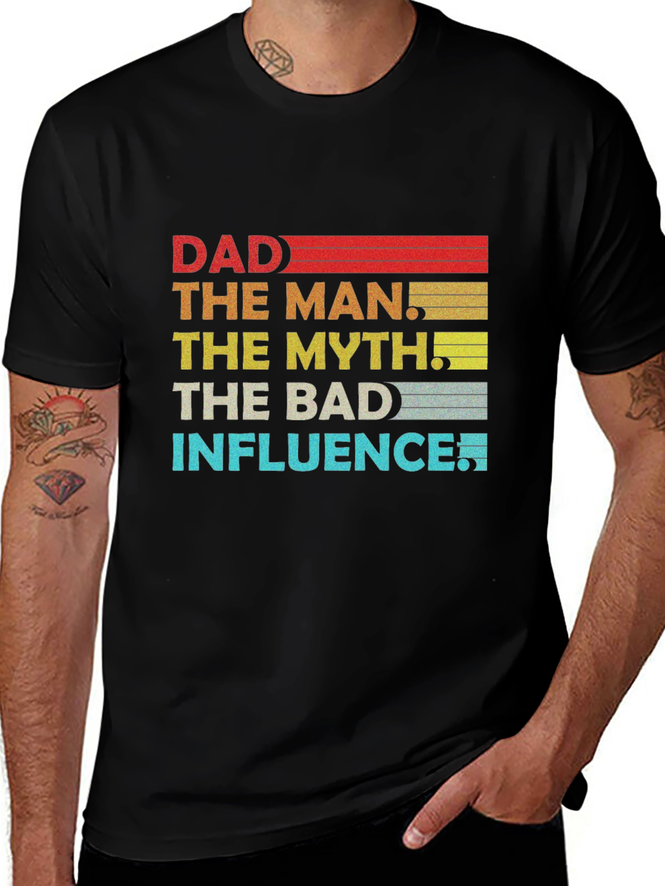 Dad The Man The Myth The Bad Influence Graphic T-Shirt