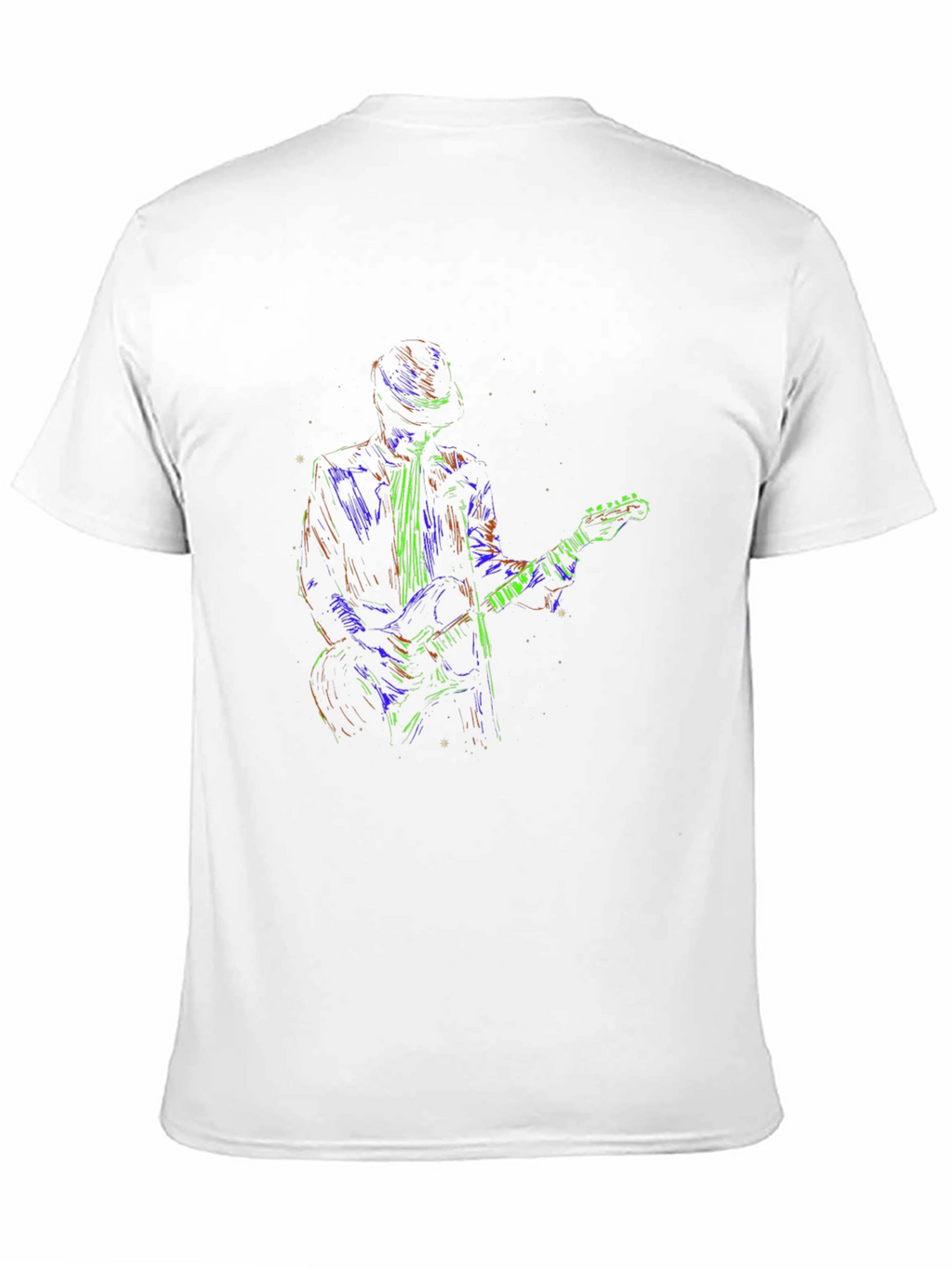 Vibrant Guitarist Graphic T-Shirt - Black