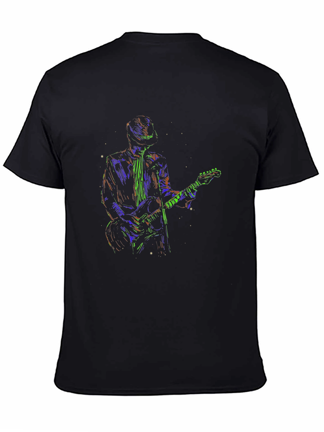 Vibrant Guitarist Graphic T-Shirt - Black