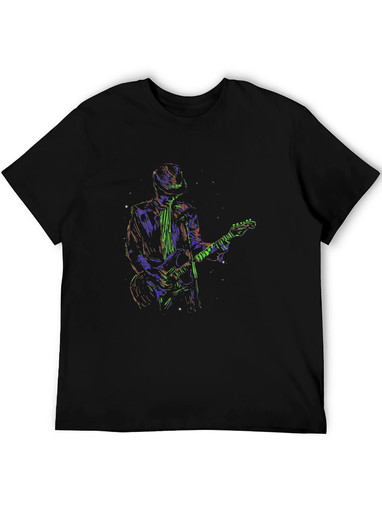 Vibrant Guitarist Graphic T-Shirt - Black
