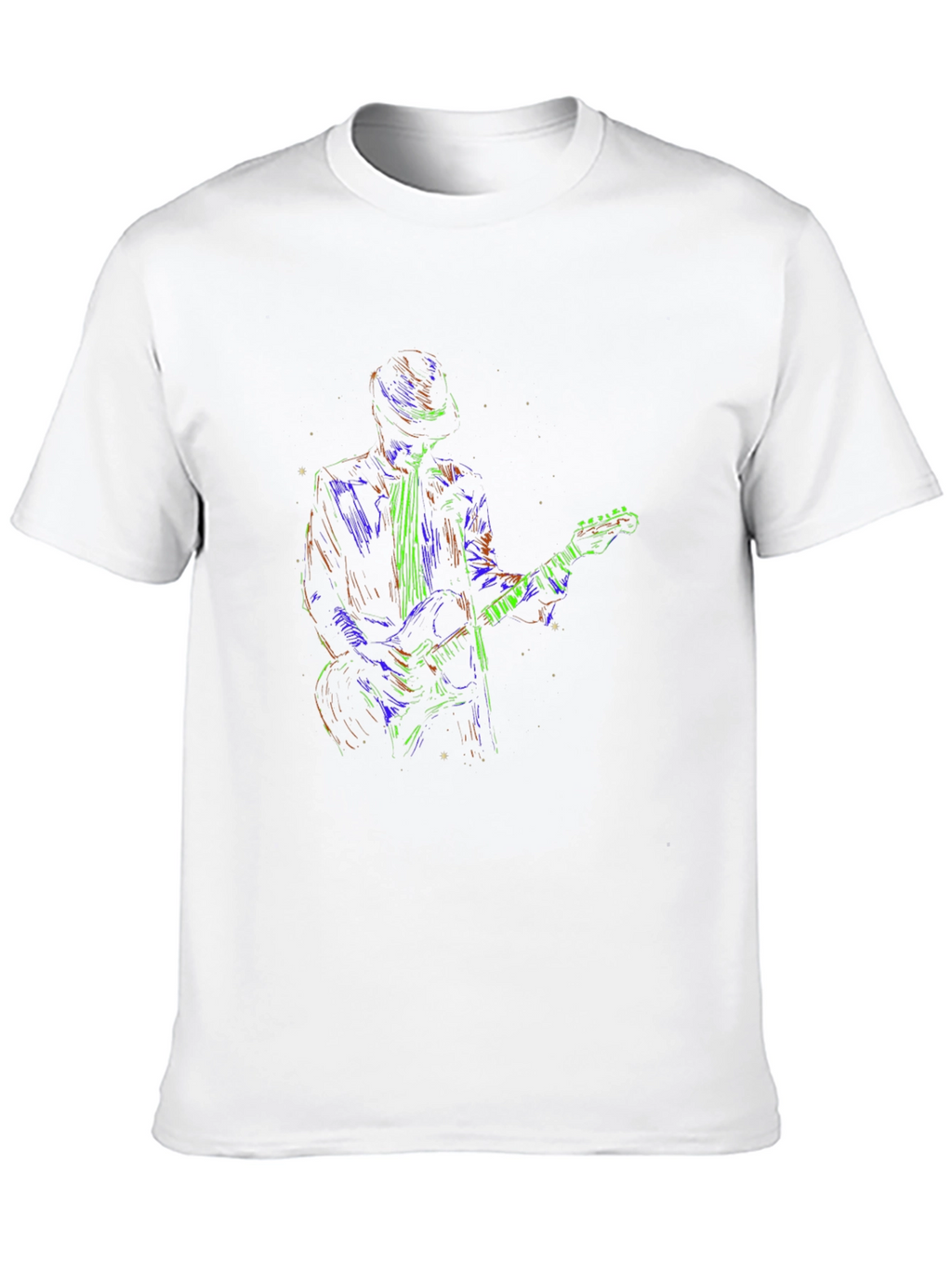 Vibrant Guitarist Graphic T-Shirt - Black
