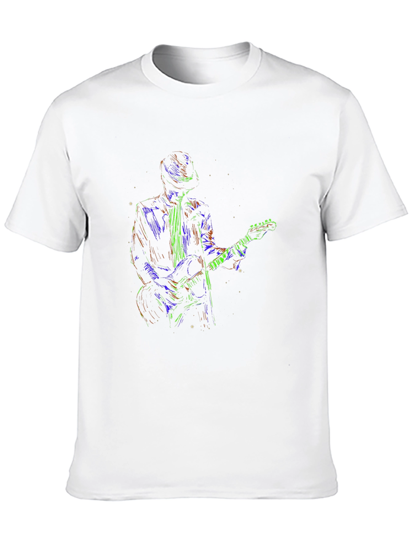 Vibrant Guitarist Graphic T-Shirt - Black