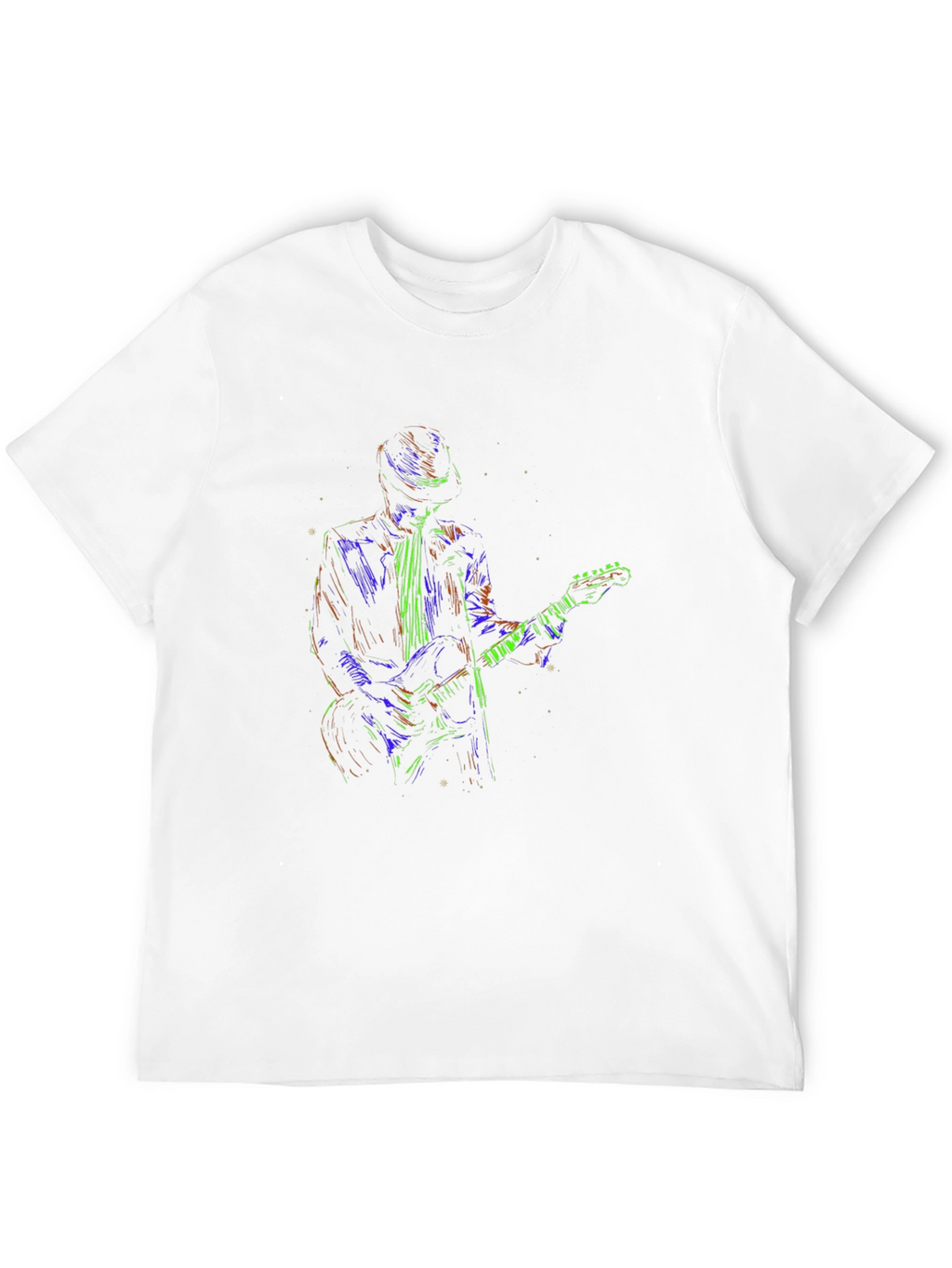 Vibrant Guitarist Graphic T-Shirt - Black