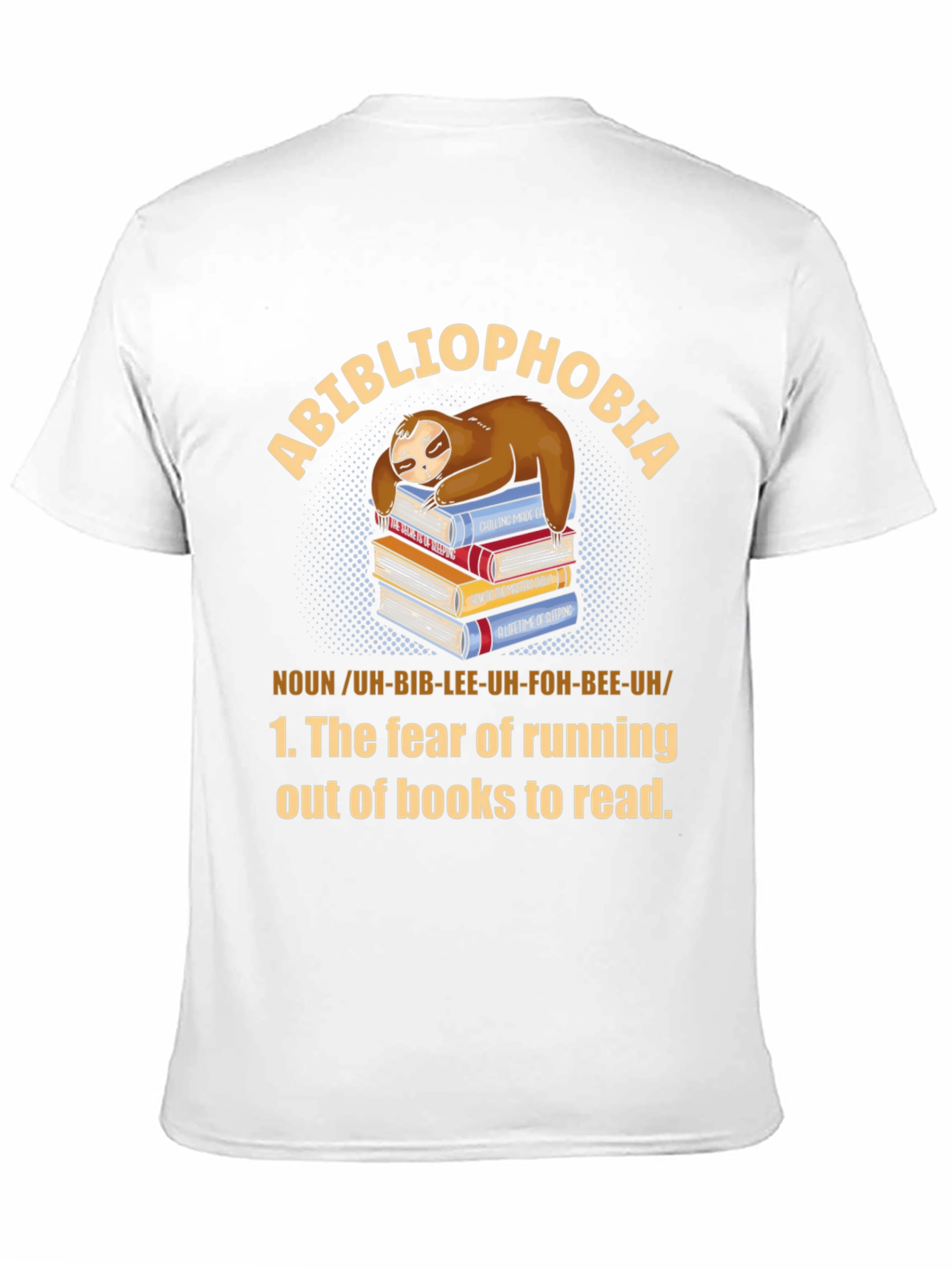 Abibliophobia Sloth Book Lover T-Shirt