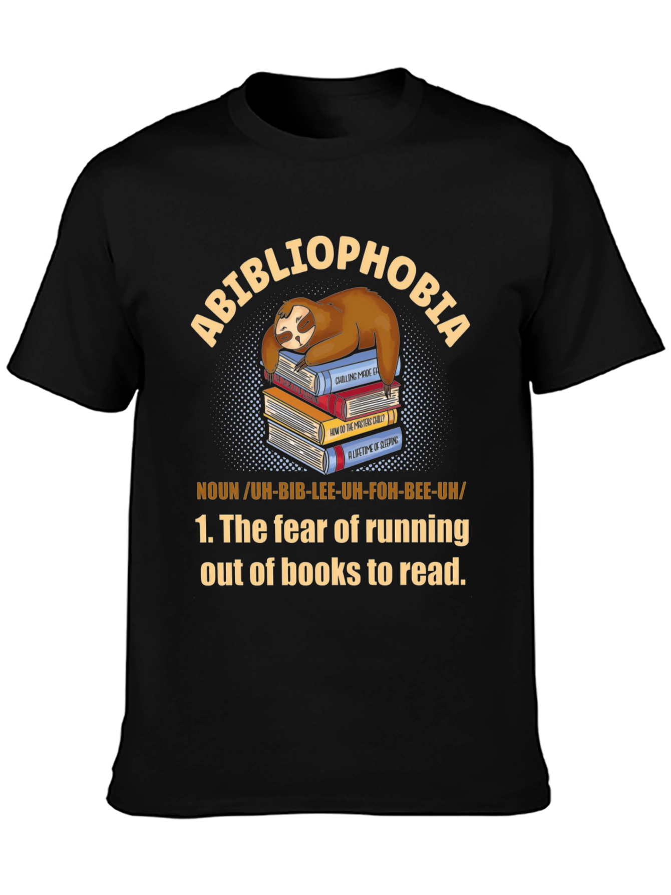 Abibliophobia Sloth Book Lover T-Shirt