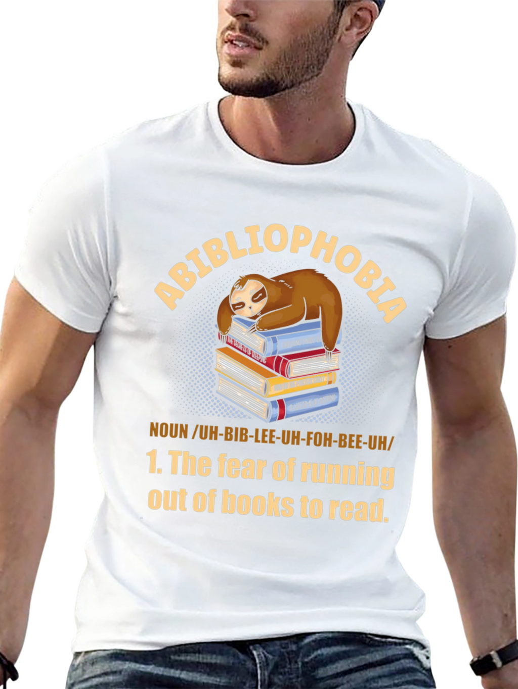Abibliophobia Sloth Book Lover T-Shirt