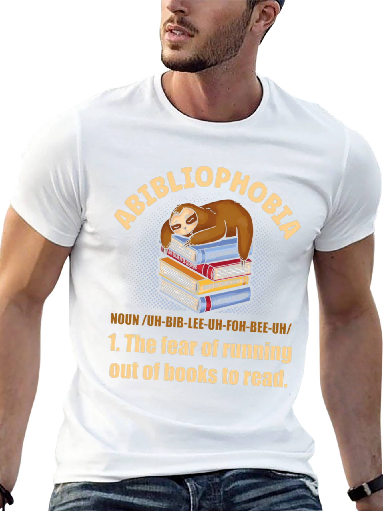Abibliophobia Sloth Book Lover T-Shirt