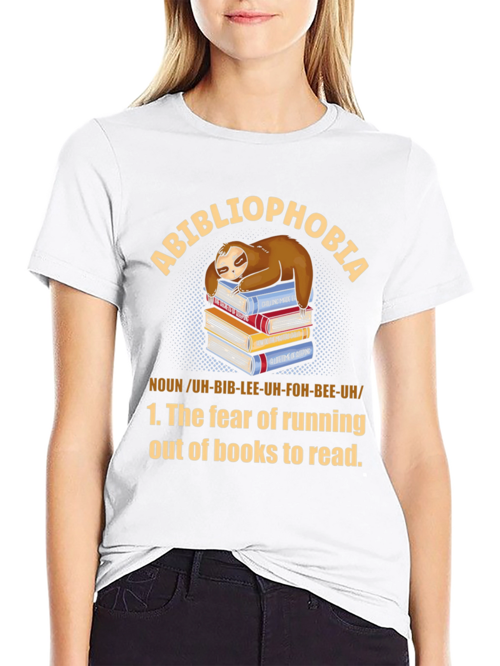 Abibliophobia Sloth Book Lover T-Shirt