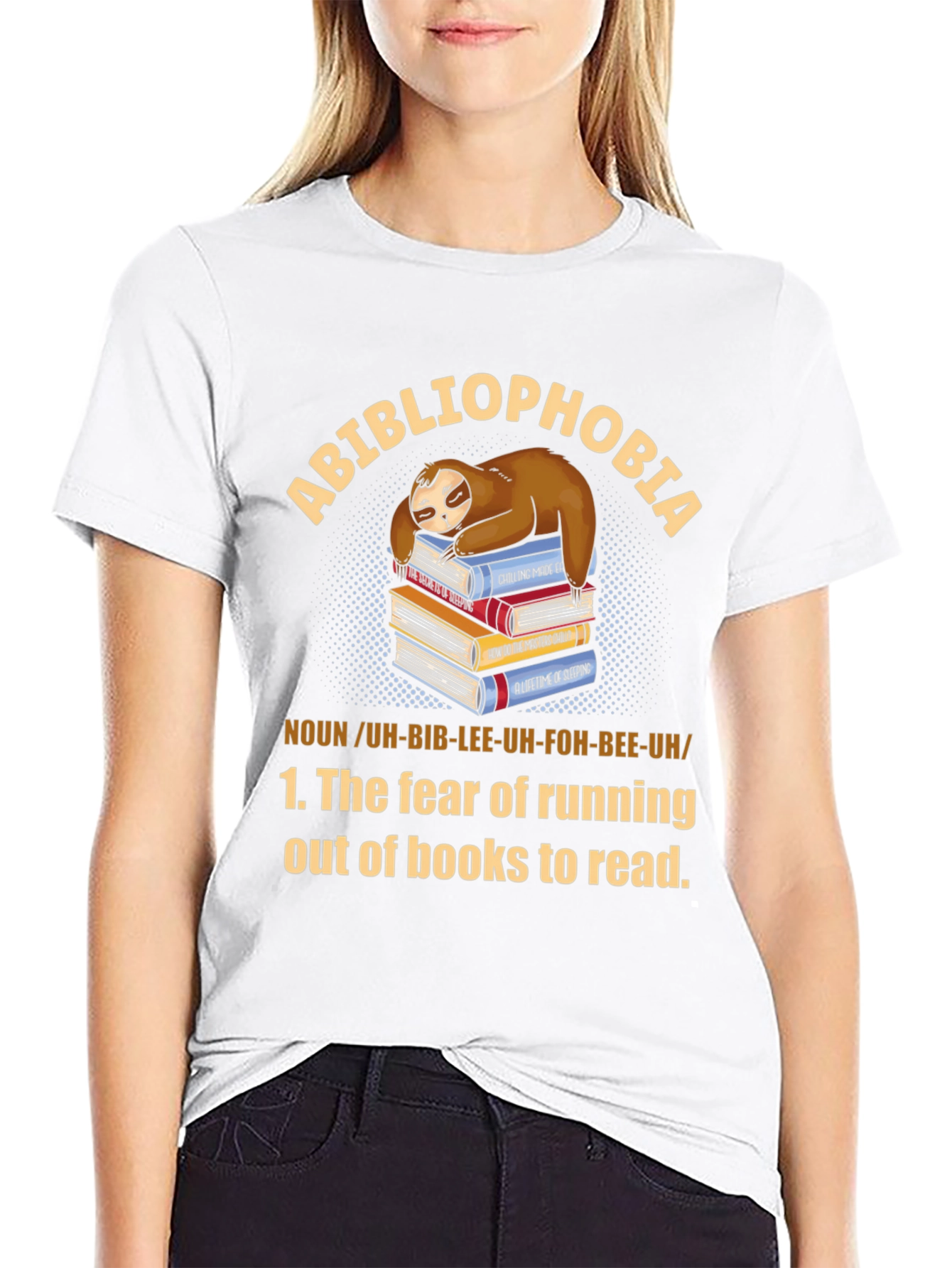 Abibliophobia Sloth Book Lover T-Shirt