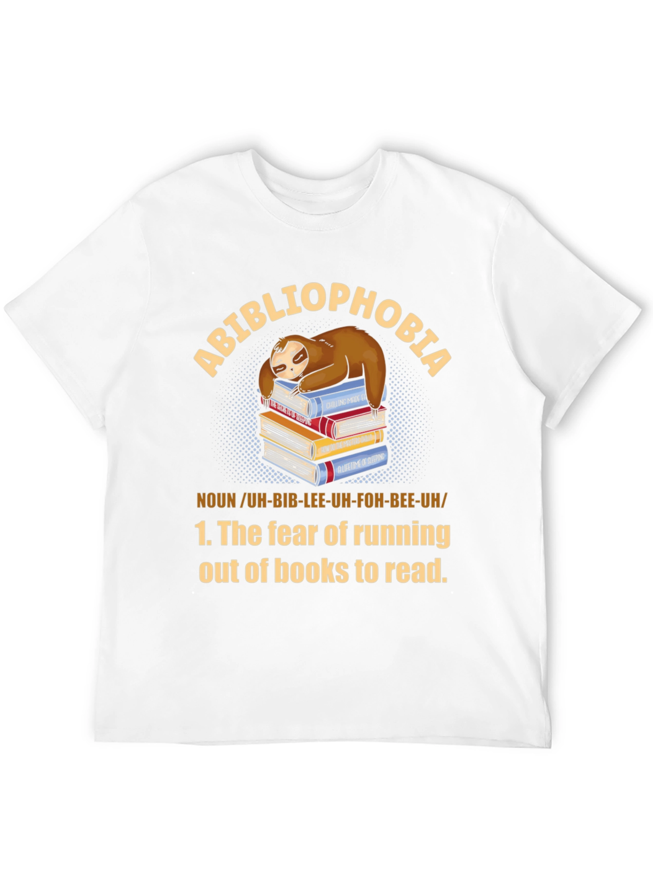 Abibliophobia Sloth Book Lover T-Shirt
