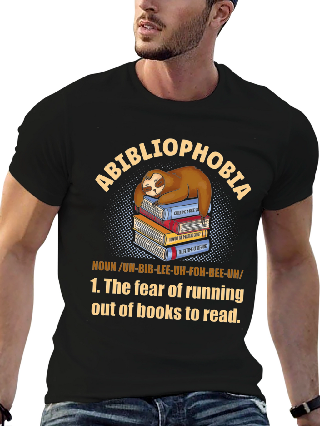 Abibliophobia Sloth Book Lover T-Shirt