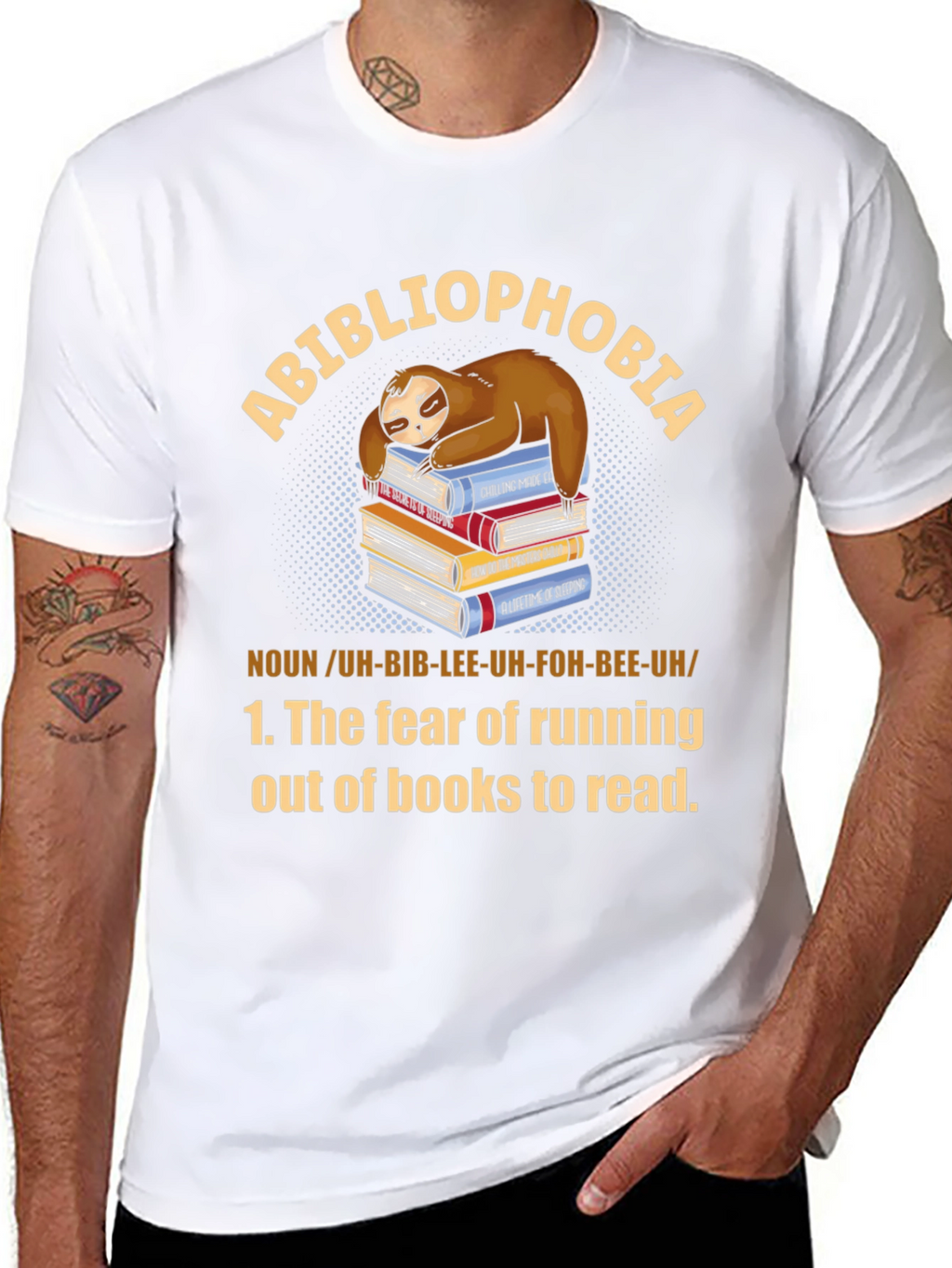 Abibliophobia Sloth Book Lover T-Shirt