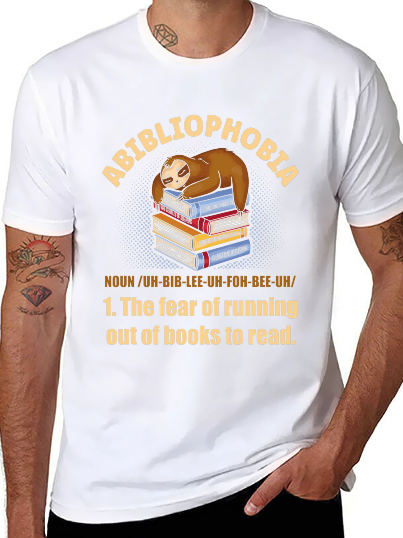Abibliophobia Sloth Book Lover T-Shirt
