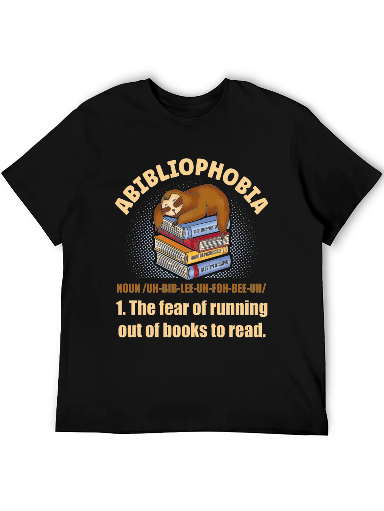 Abibliophobia Sloth Book Lover T-Shirt