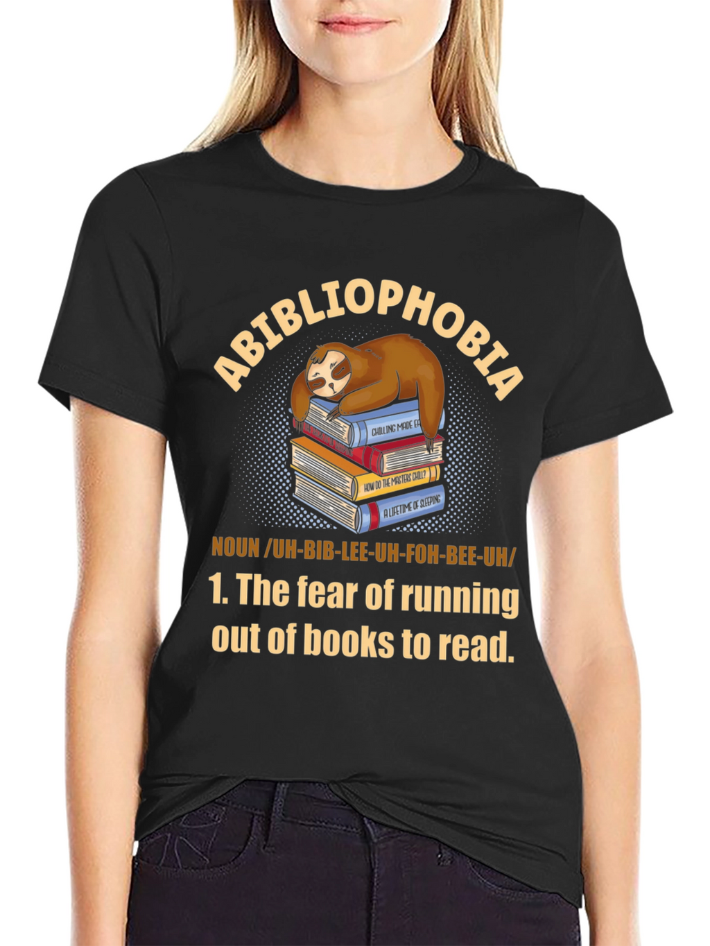 Abibliophobia Sloth Book Lover T-Shirt