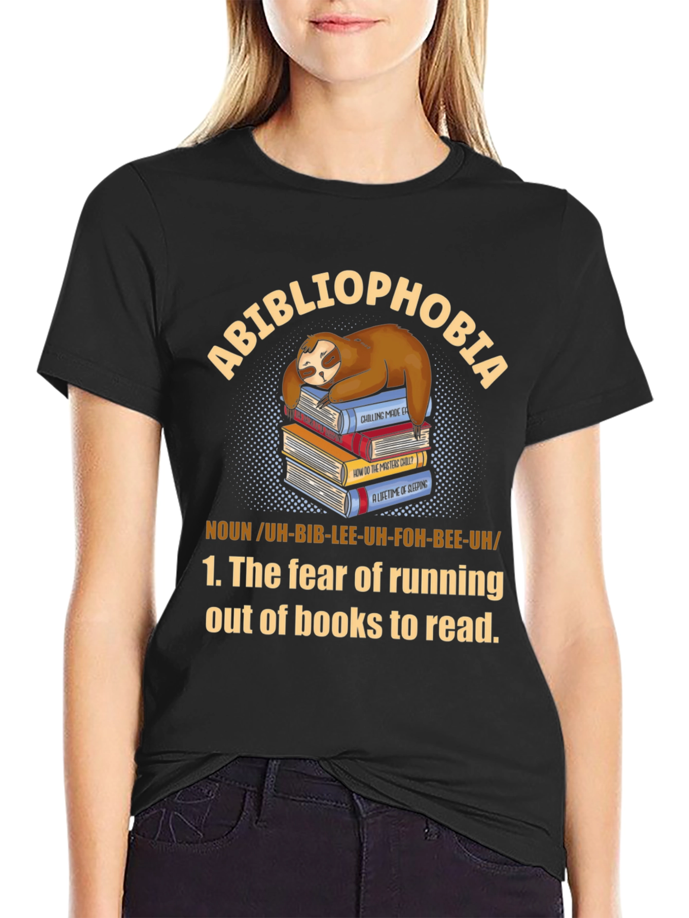 Abibliophobia Sloth Book Lover T-Shirt