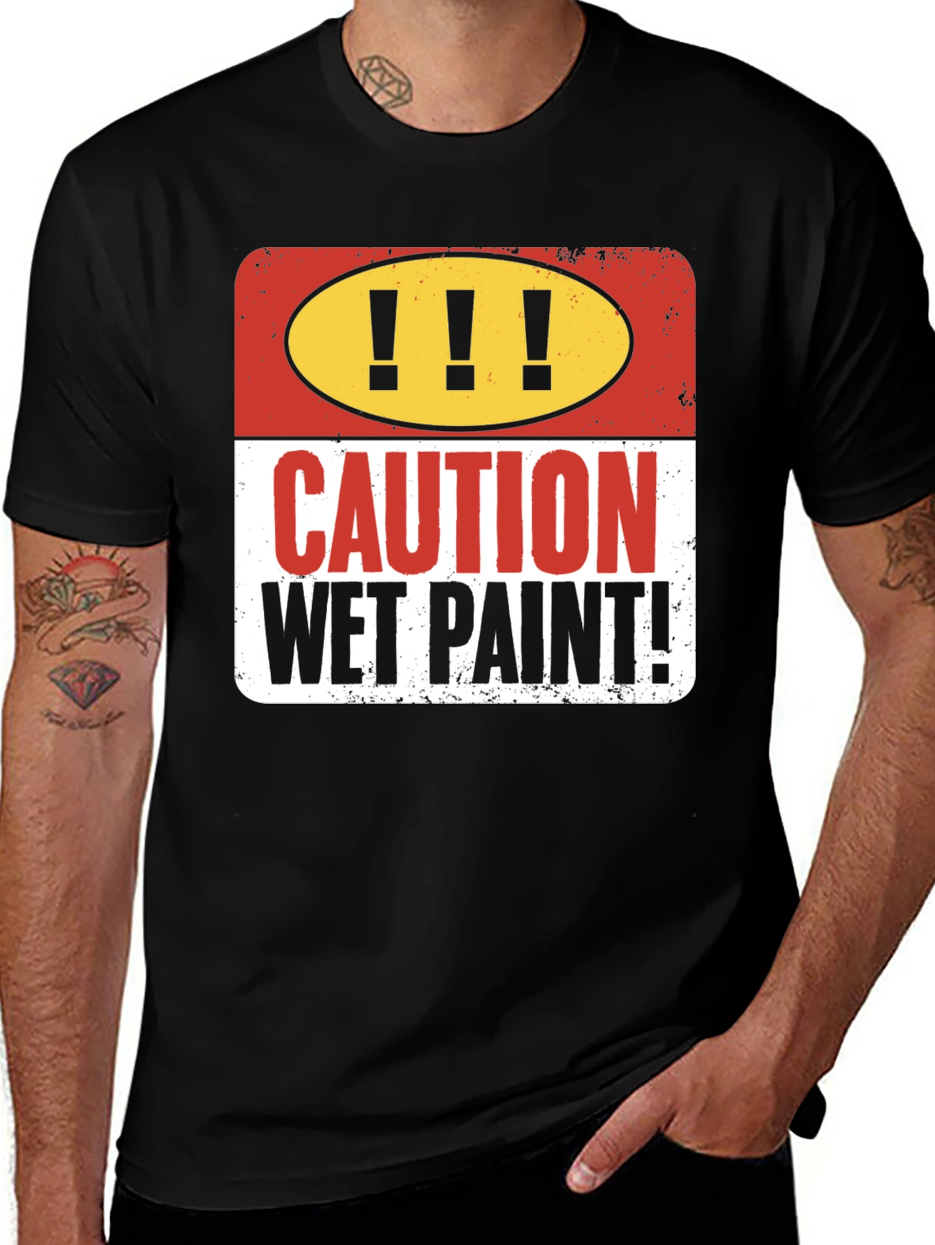 Caution Wet Paint Graphic T-Shirt