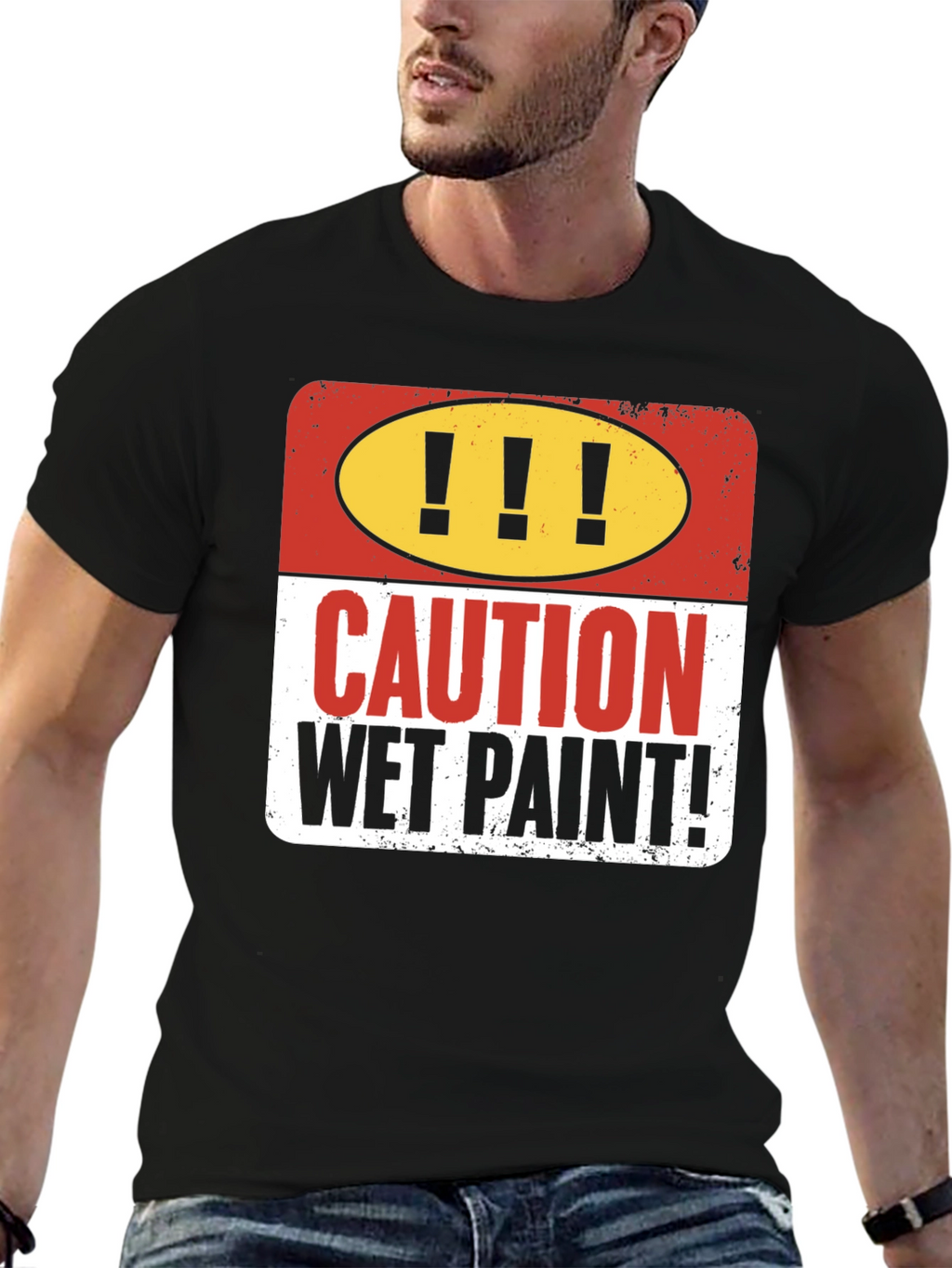 Caution Wet Paint Graphic T-Shirt