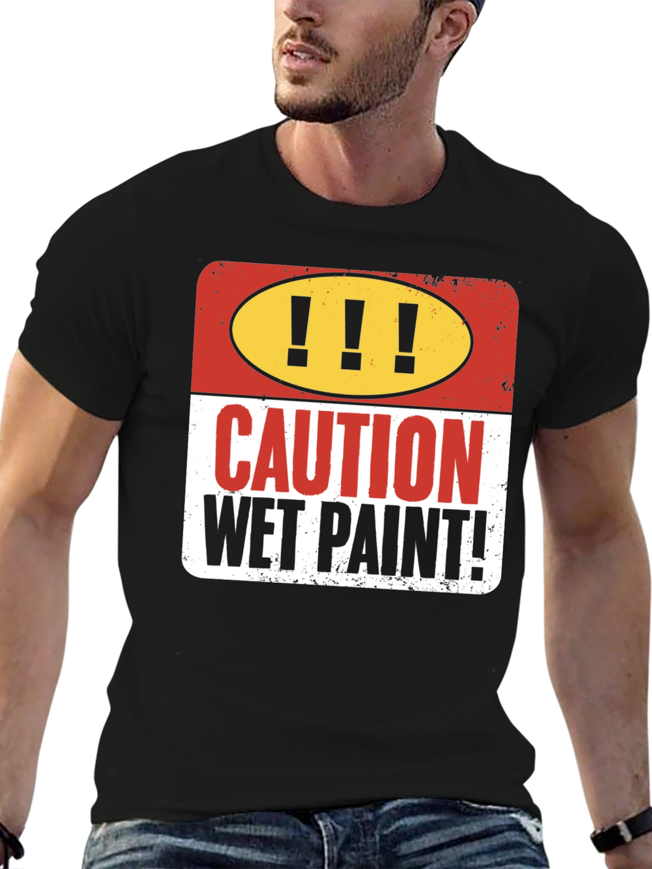 Caution Wet Paint Graphic T-Shirt