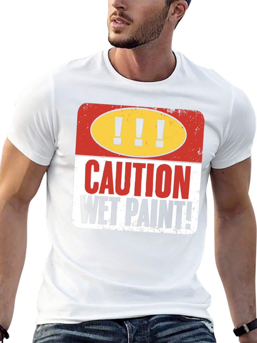 Caution Wet Paint Graphic T-Shirt
