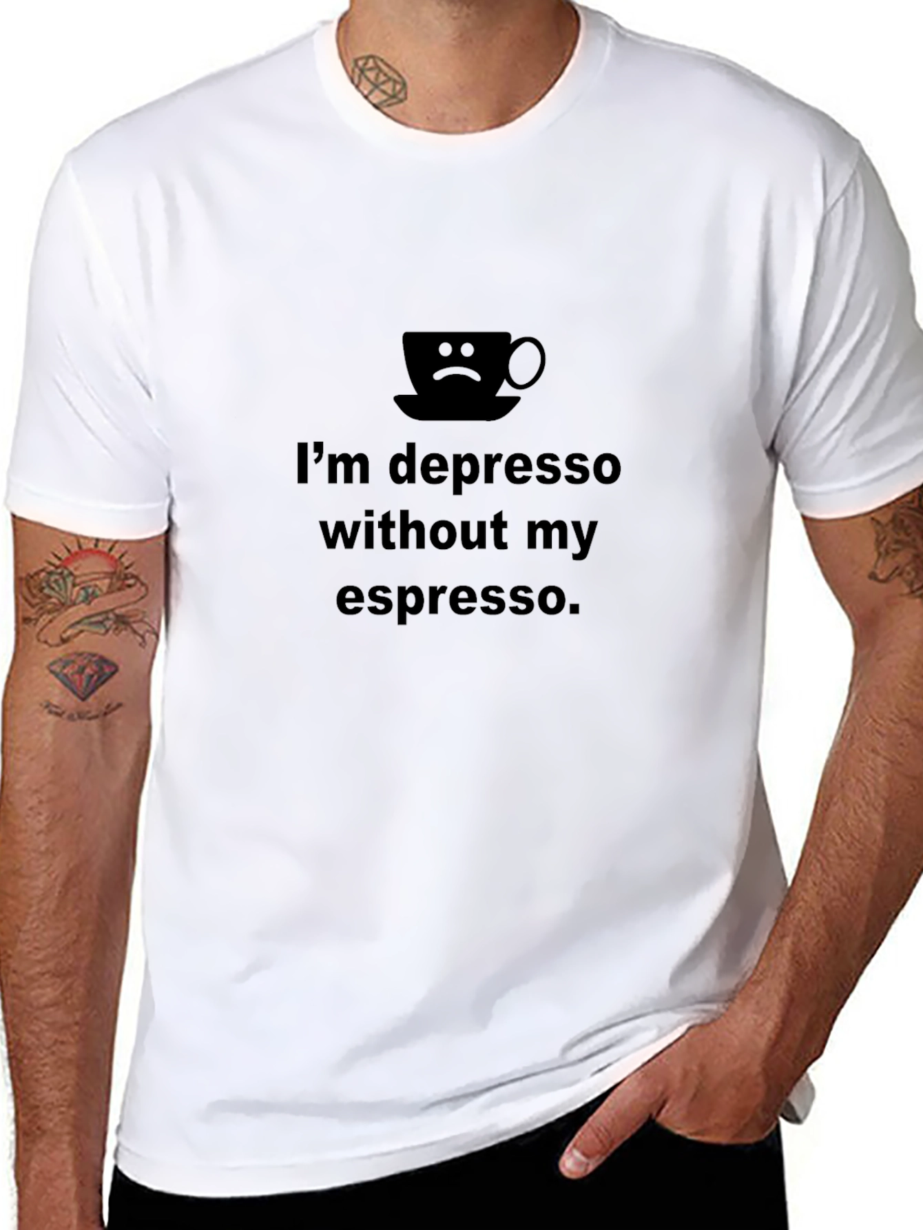 Depresso Without Espresso Graphic T-Shirt - Unisex Black Tee