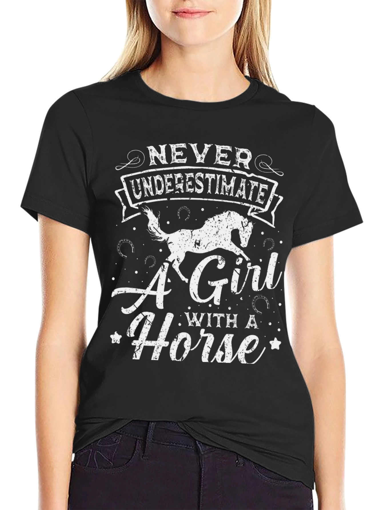 Never Underestimate A Girl With A Horse T-Shirt
