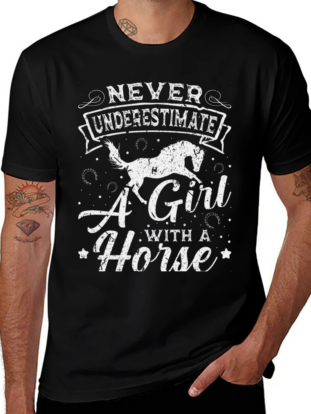 Never Underestimate A Girl With A Horse T-Shirt