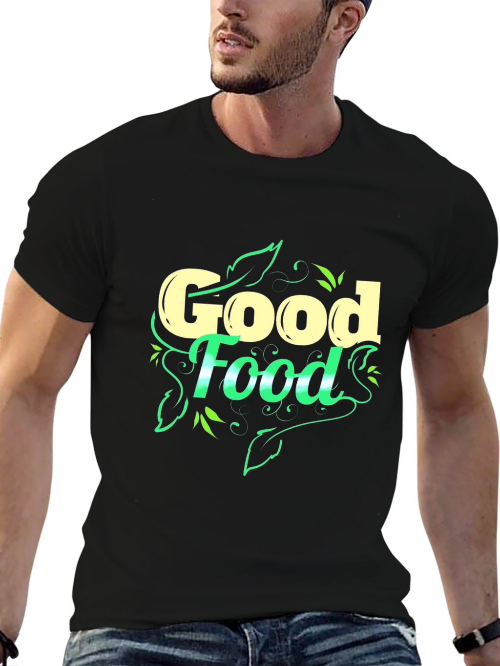 Good Food Graphic Black T-Shirt