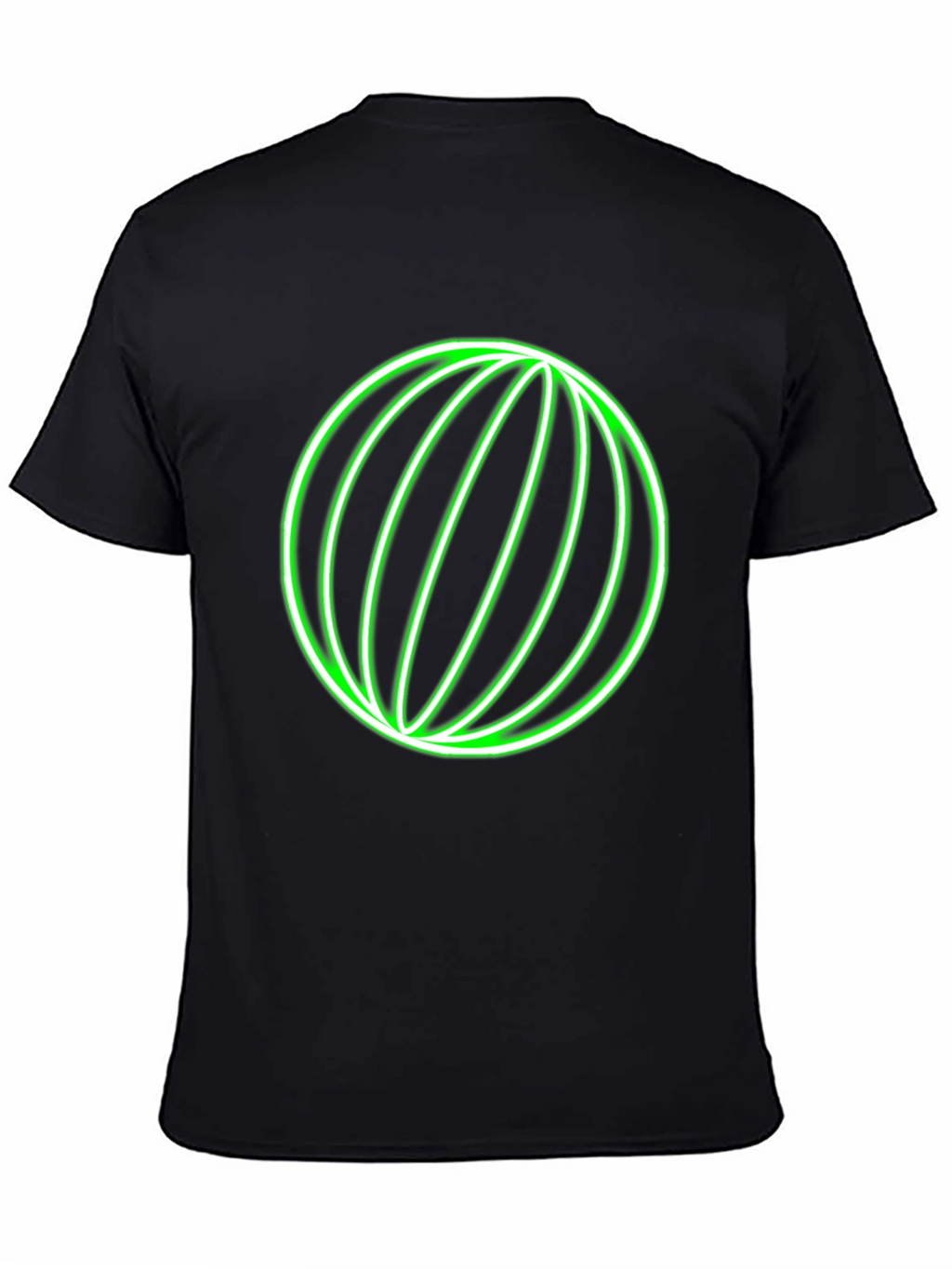 Neon Green Globe Graphic Black T-Shirt